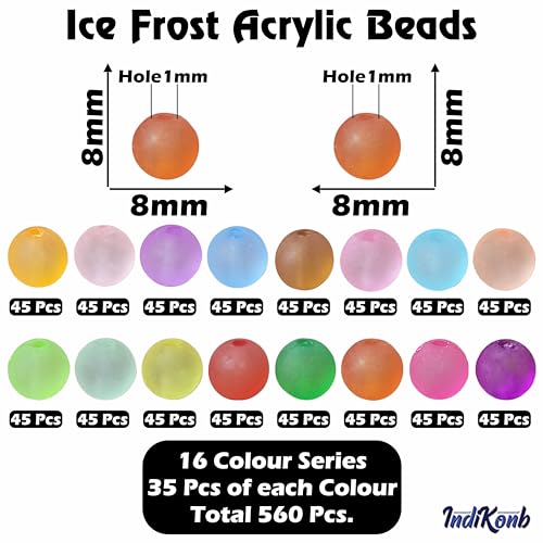 Ice Frost Matte Multicolour Beads - 8mm Acrylic Craft Supplies