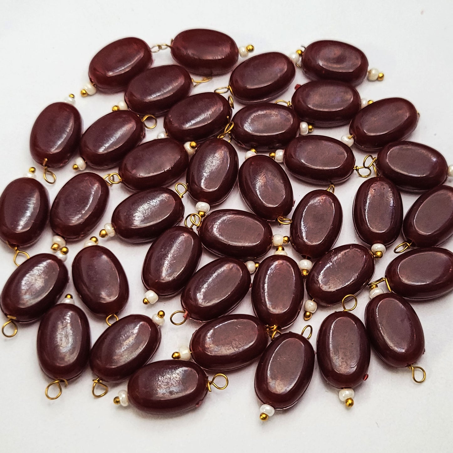 Lariya Chocolate Shape Oval Tablet Hanging Beads - Size 8x11 mm