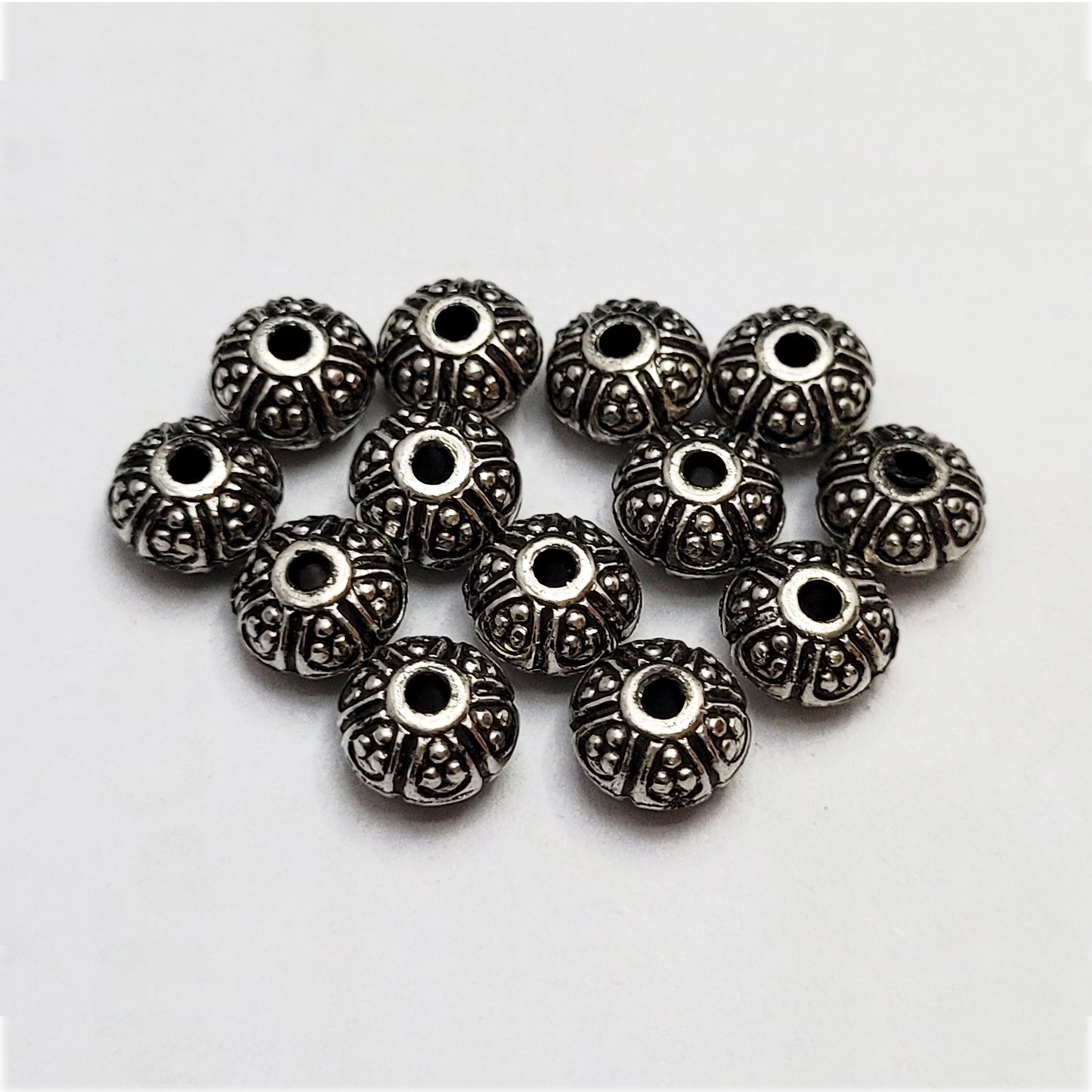 Antique Acrylic Silver Beads