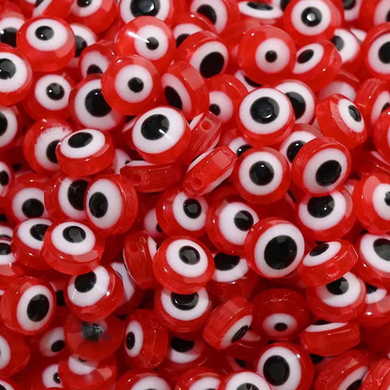 Multicoloured Evil Eye Beads (100 Beads, 6mm & 8mm)