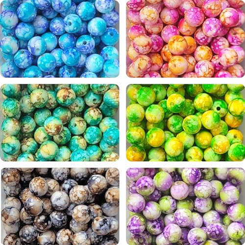 Acrylic Marble Beads 8mm - Multicolour Mix (250pcs)