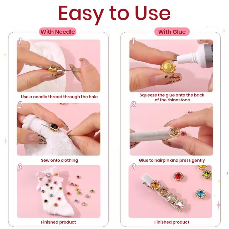Zircon Flower Stone Button Kit, Multicolor Decorative image 4