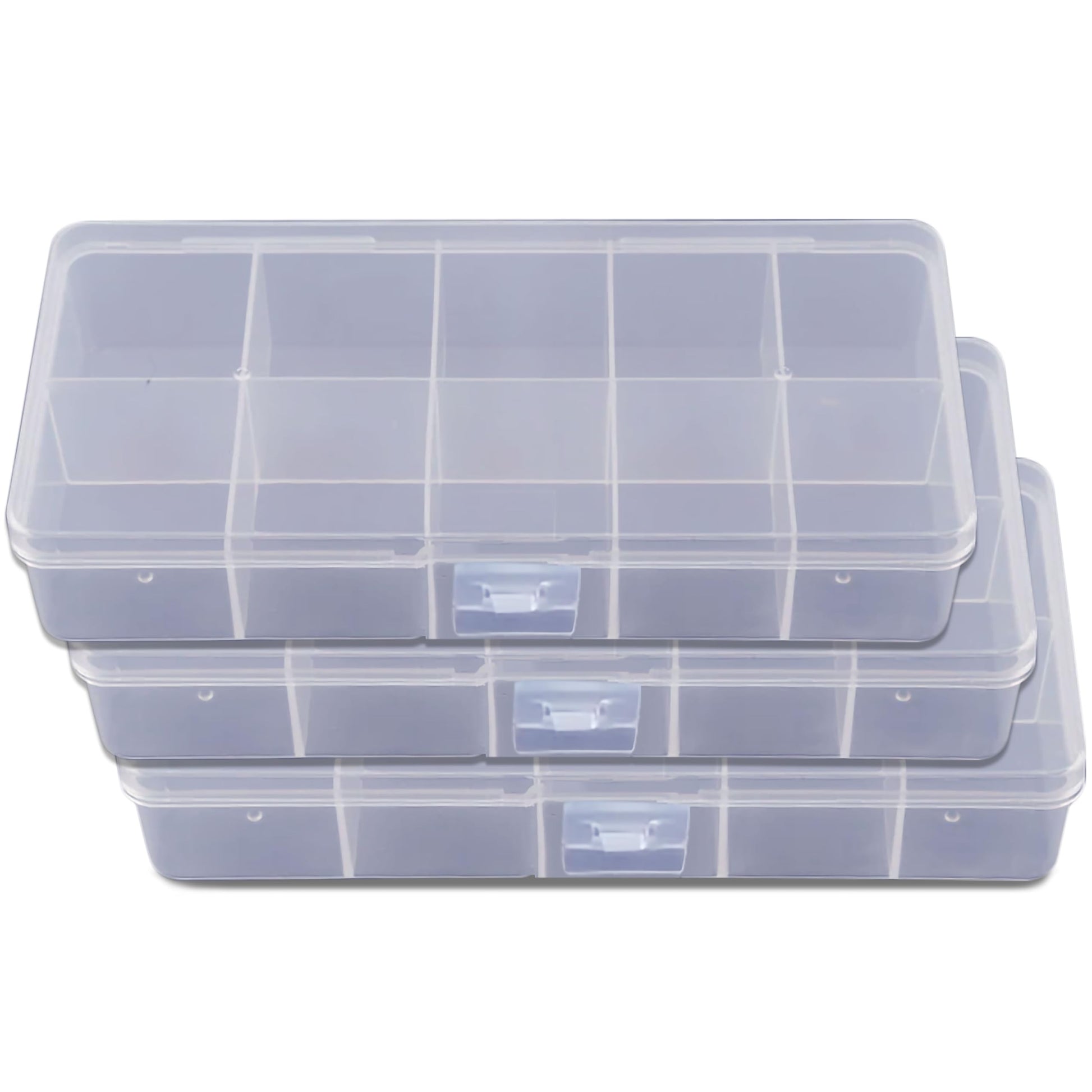 3 Boxes Plastic Partition Organizer with 10 Compartments. Main product image showing the full product layout.
