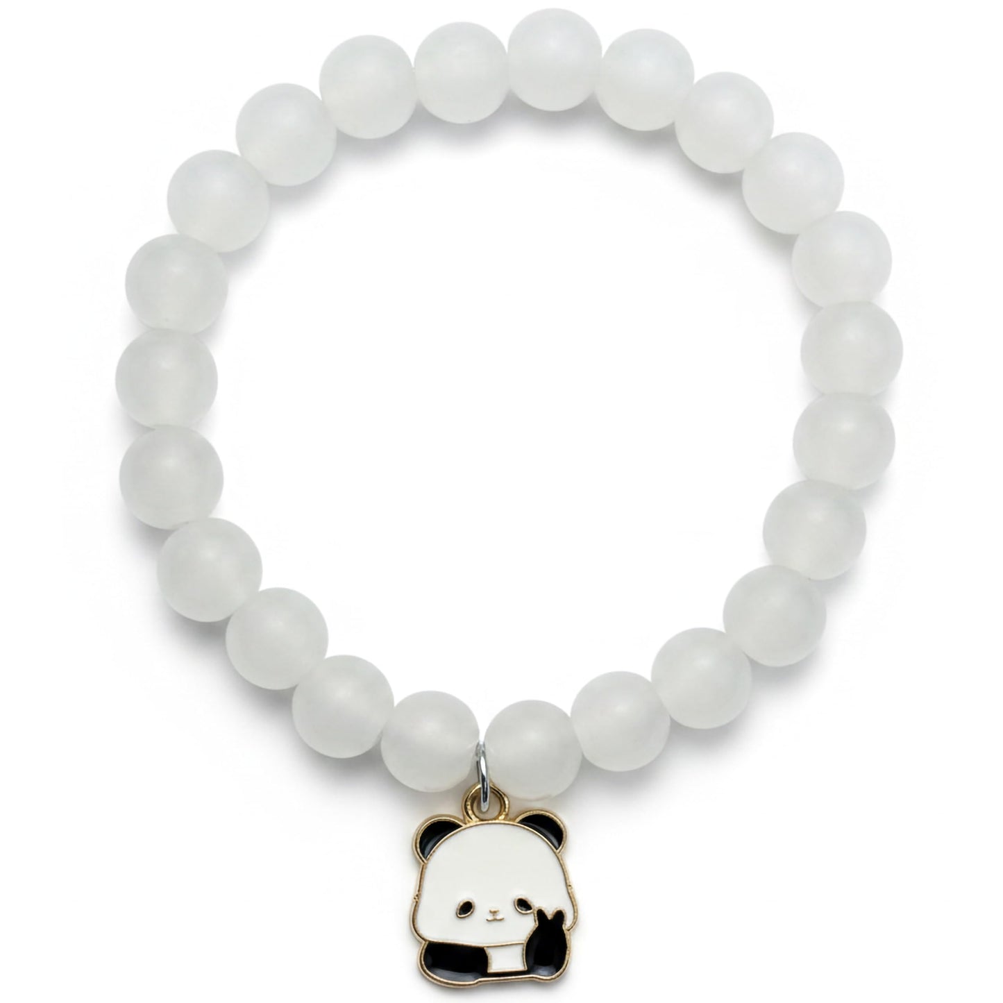 Add a sweet handmade touch to wrist styling with a white beaded elastic bracelet.