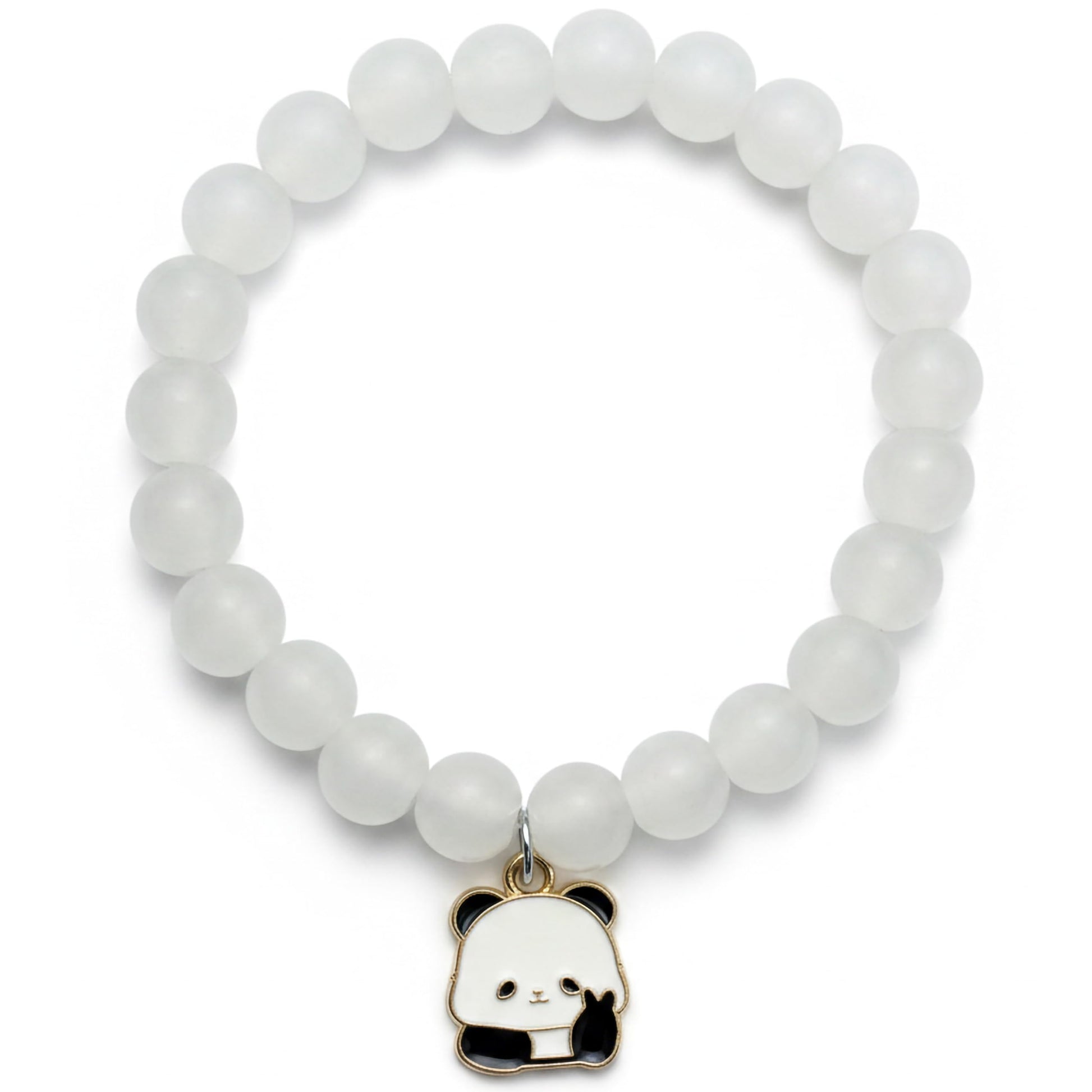 Add a sweet handmade touch to wrist styling with a white beaded elastic bracelet.