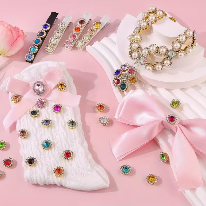 Zircon Flower Stone Button Kit, Multicolor Decorative image 3