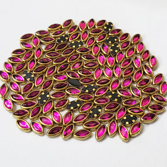 Kundan Glass Fitting Stone - Multicolor Oval (10 grams)