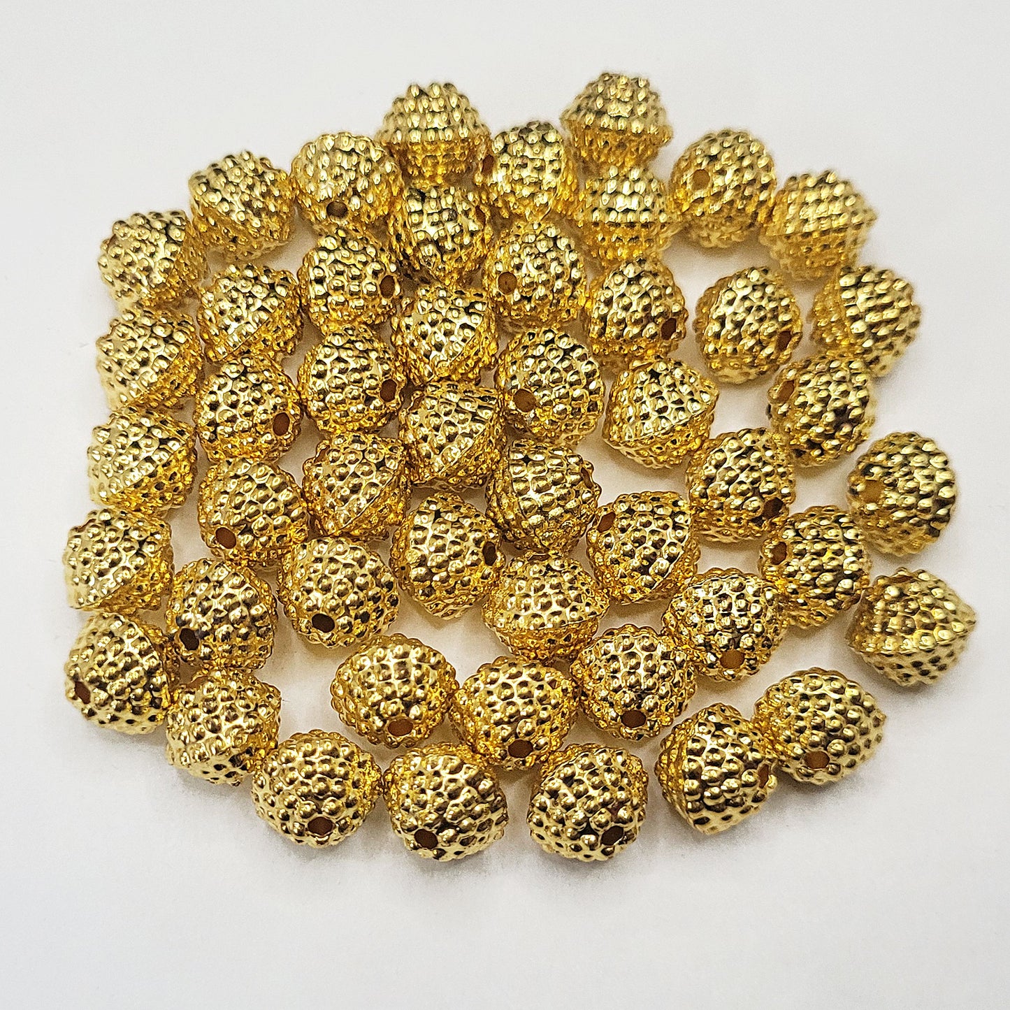 Golden Plastic Beads and Caps | 12g