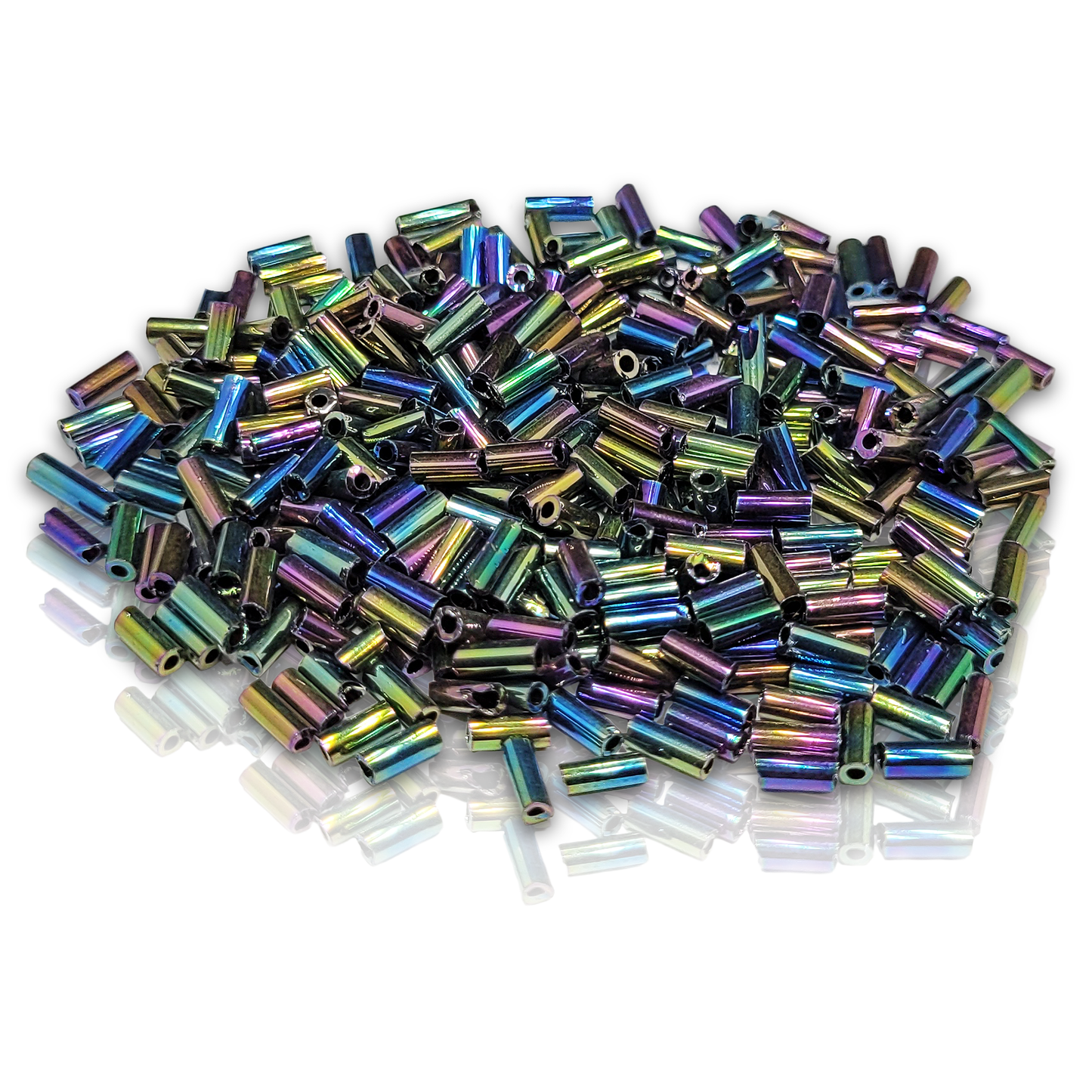 Rainbow Bugle Glass Beads