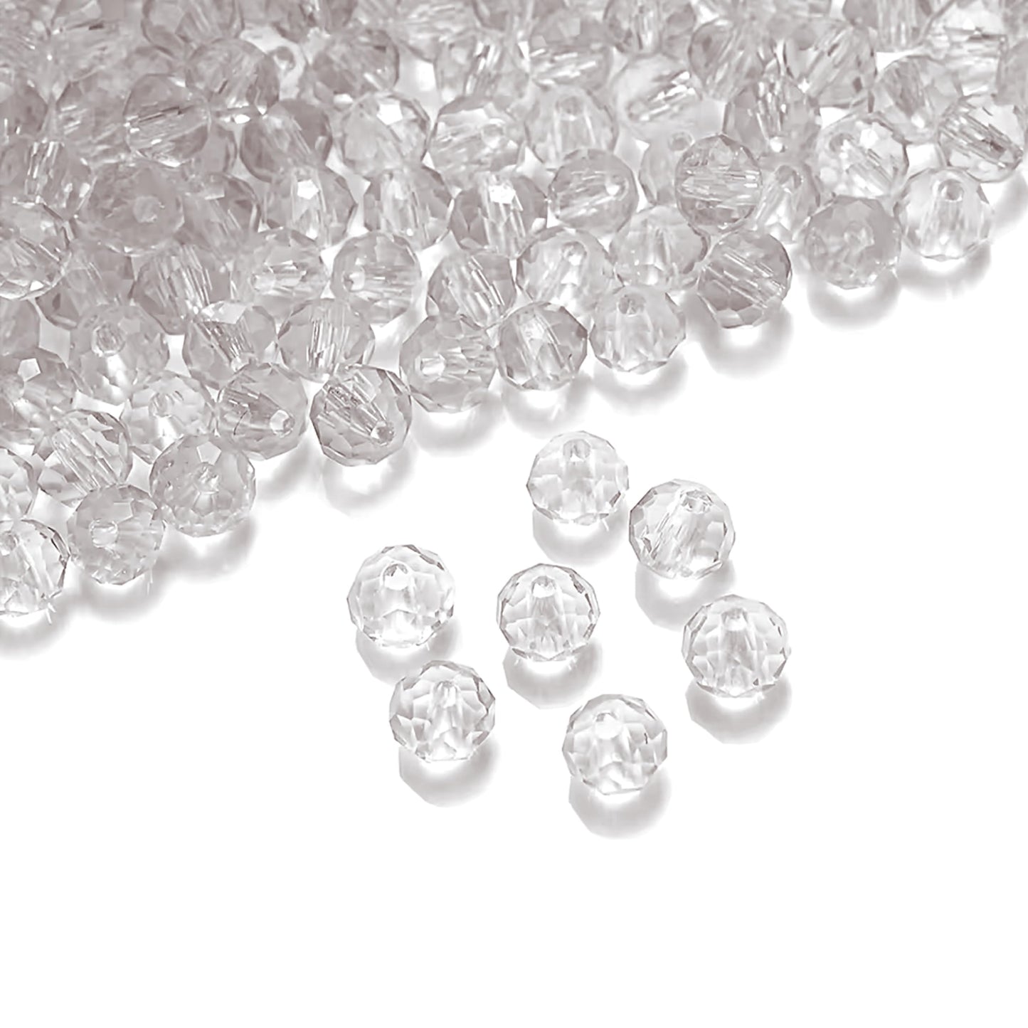 Clean decorative look comes through clearly in white and transparent 6mm and 90 grams beads for bracelet making, necklace making and DIY jewellery projects.