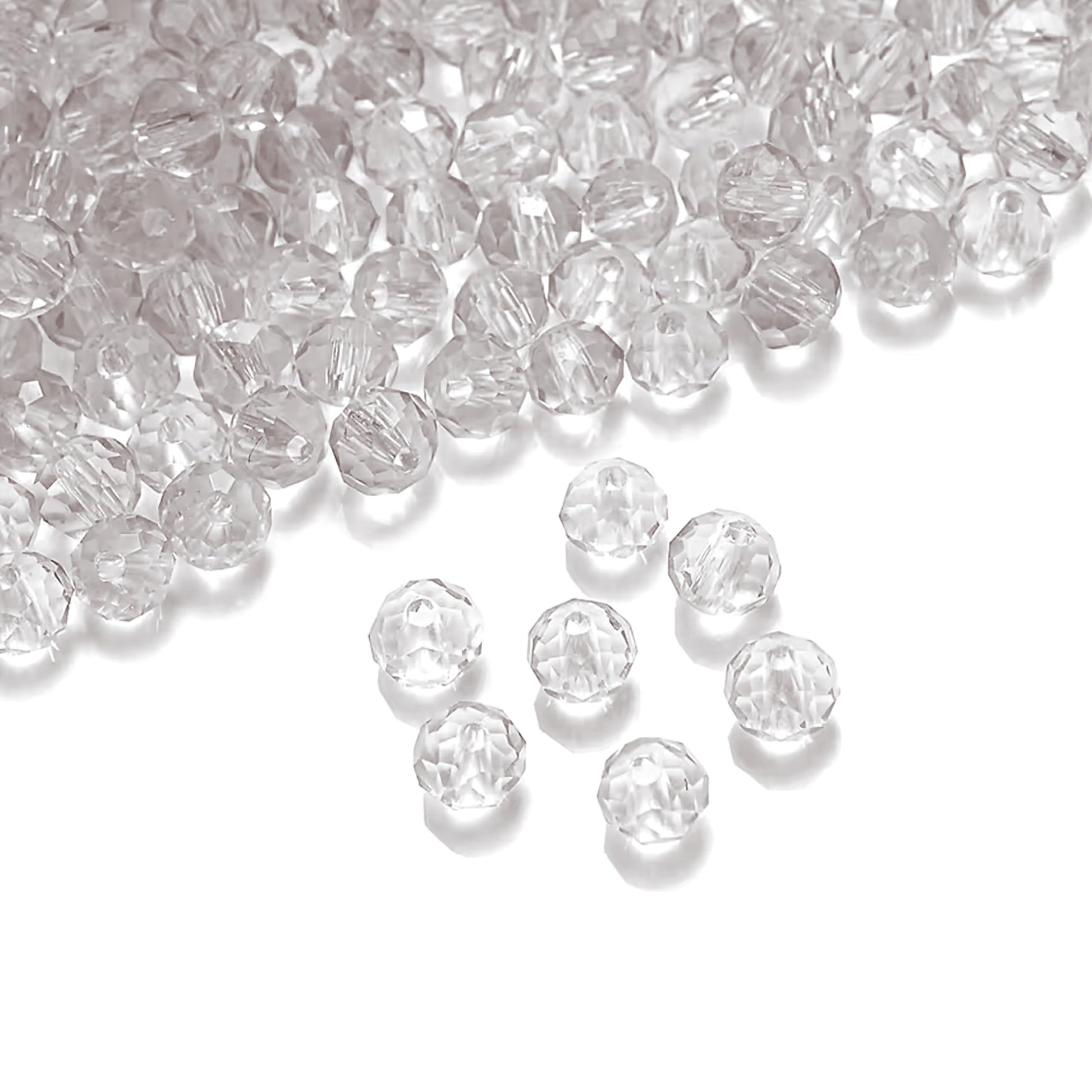 Clean decorative look comes through clearly in white and transparent 6mm and 90 grams beads for bracelet making, necklace making and DIY jewellery projects.