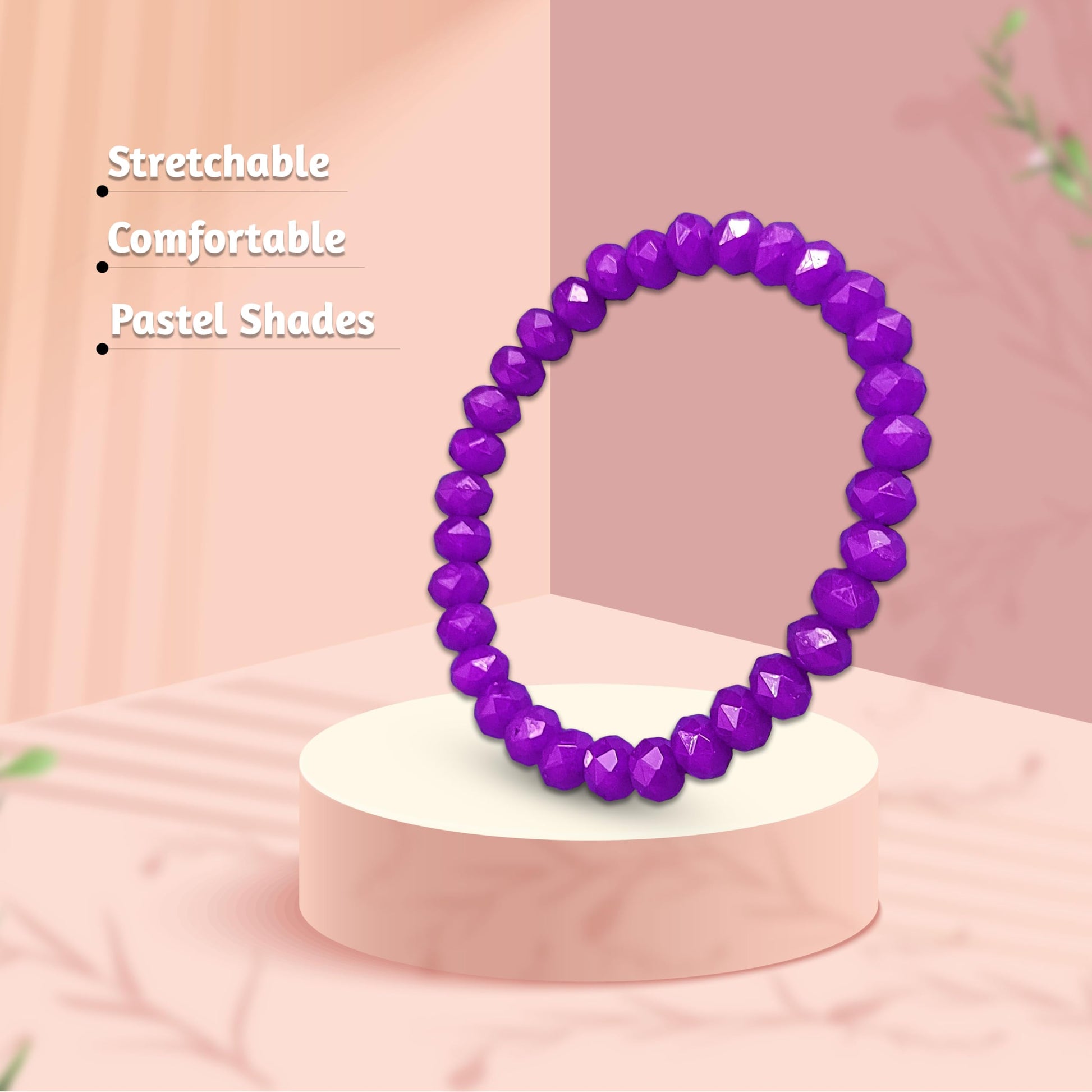 Multicolour and pastel glass and elastic bracelet brings a polished accent to everyday styling.