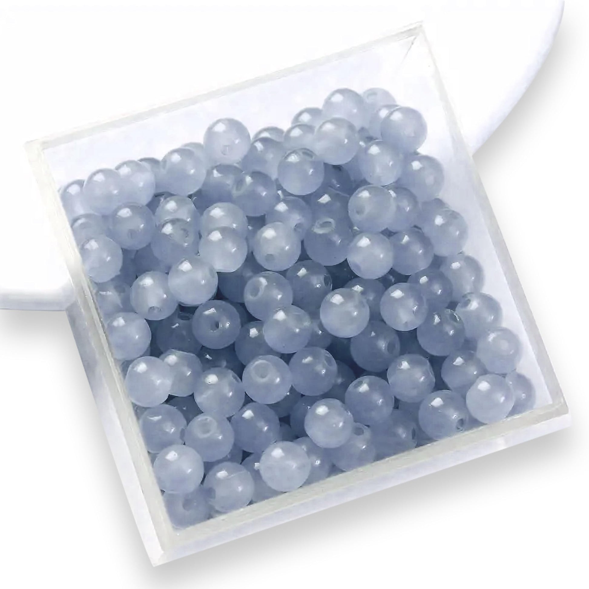 Use grey and pearl 6 mm and 6mm beads to finish bracelet making, necklace making and DIY jewellery projects with a clean decorative look.