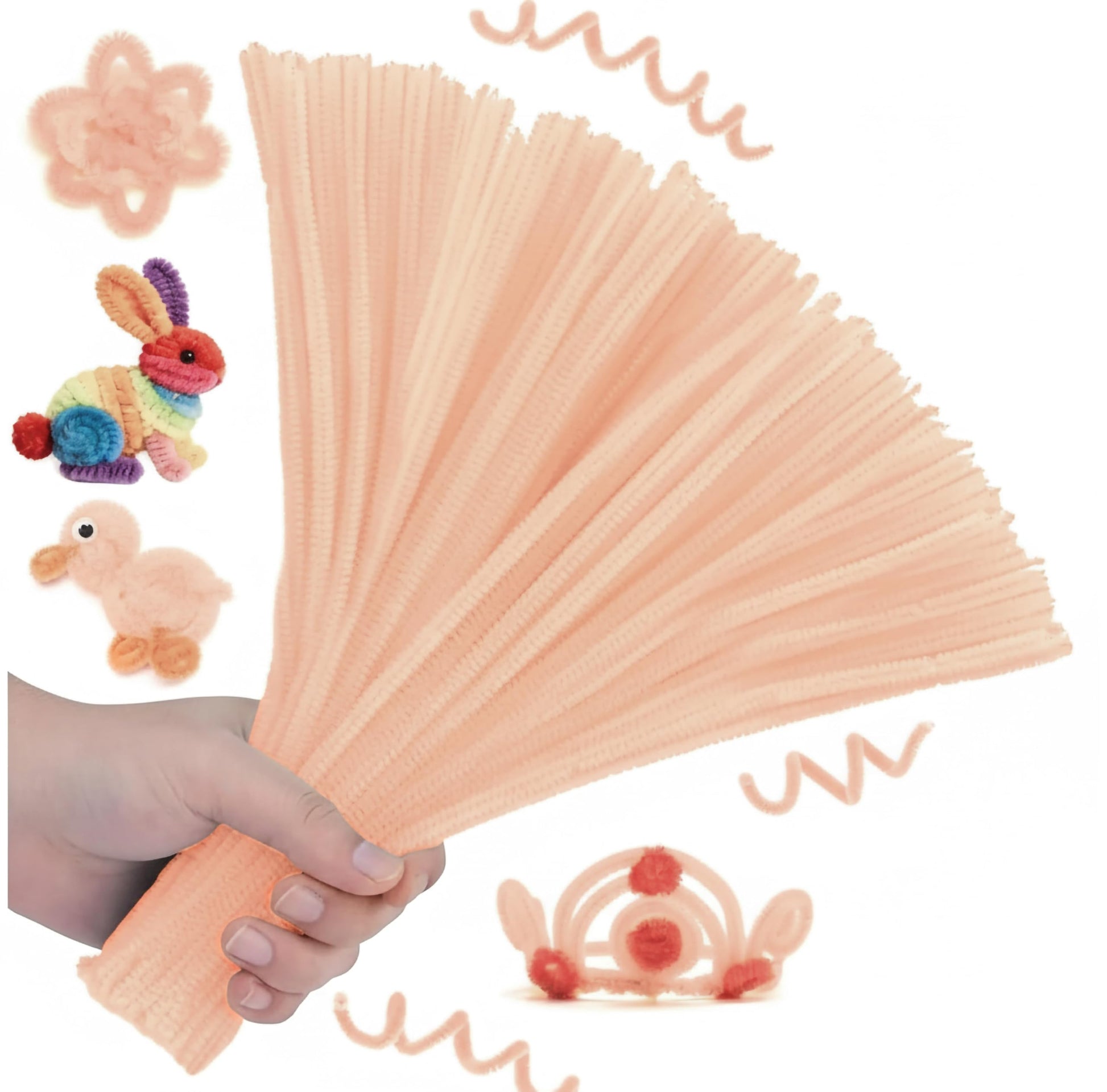 Add eye-catching detail to kids creative projects and flower making using bendable soft fuzzy stems.