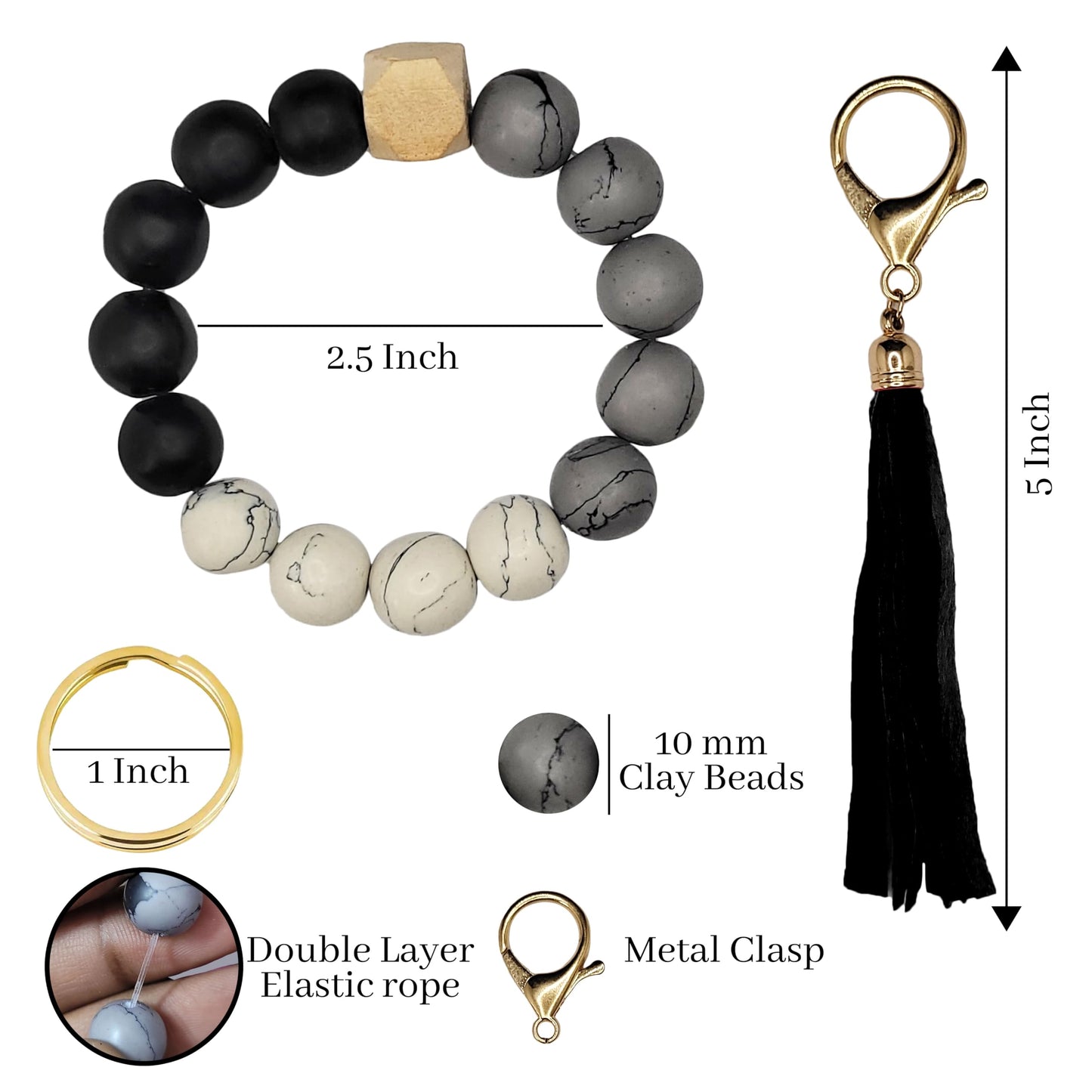 Black and pink 6-7 inch and 7 inches keychain rings work well with daily wear, party wear and gifting and clean metal connector detail to handmade projects.