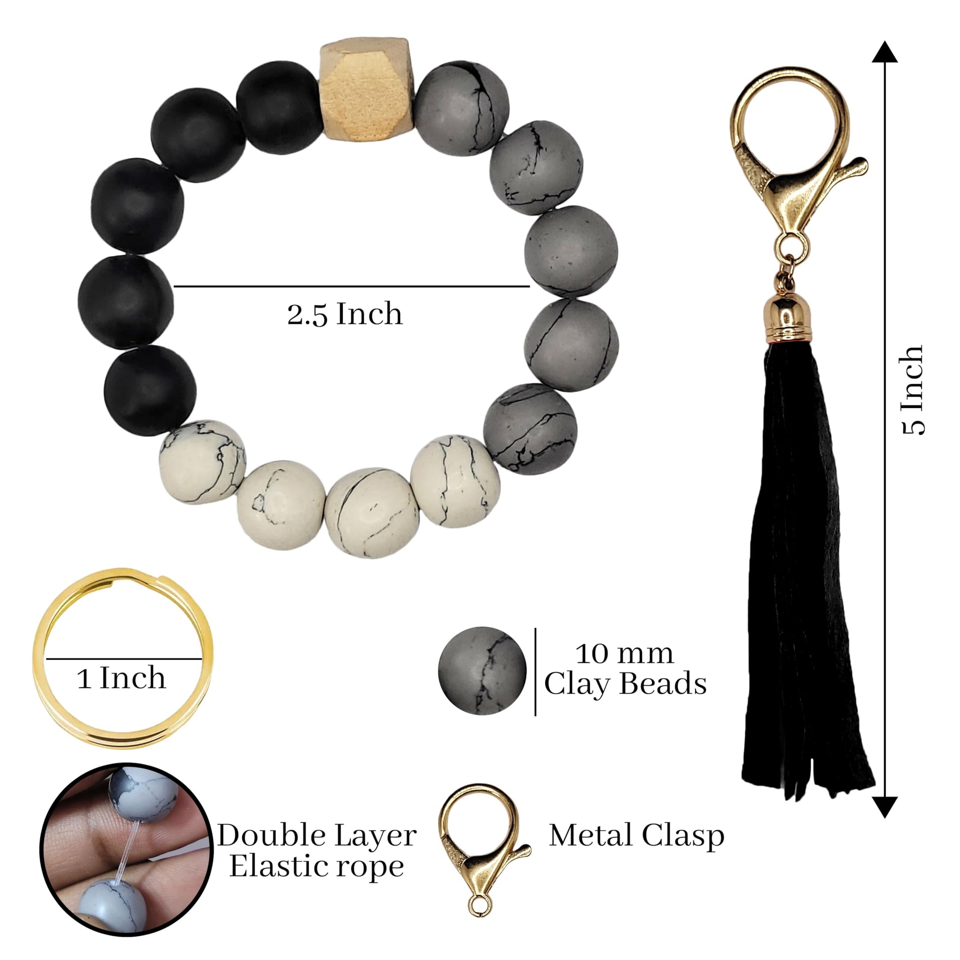Black and pink 6-7 inch and 7 inches keychain rings work well with daily wear, party wear and gifting and clean metal connector detail to handmade projects.