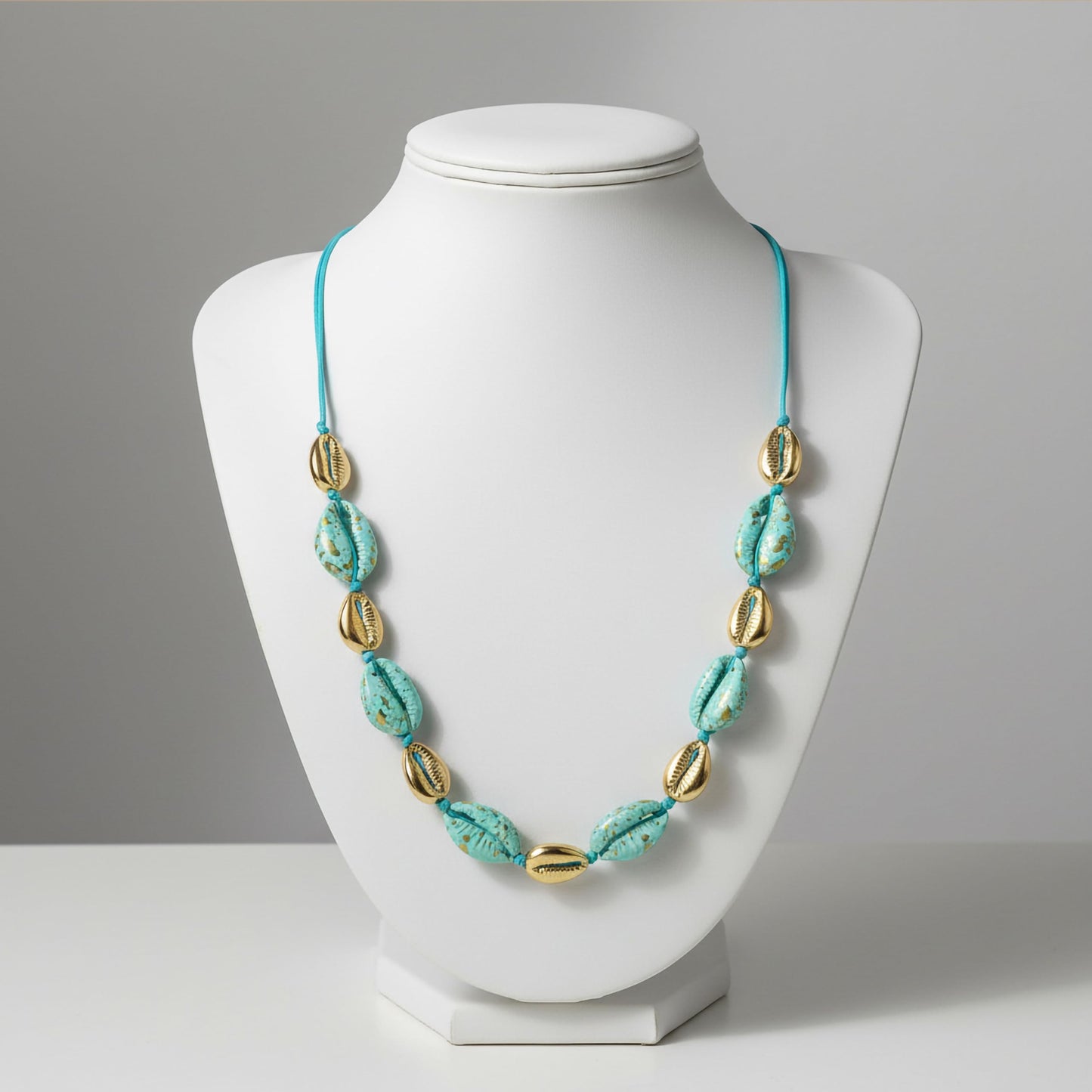 Beach style turquoise shell bracelet with glossy finish