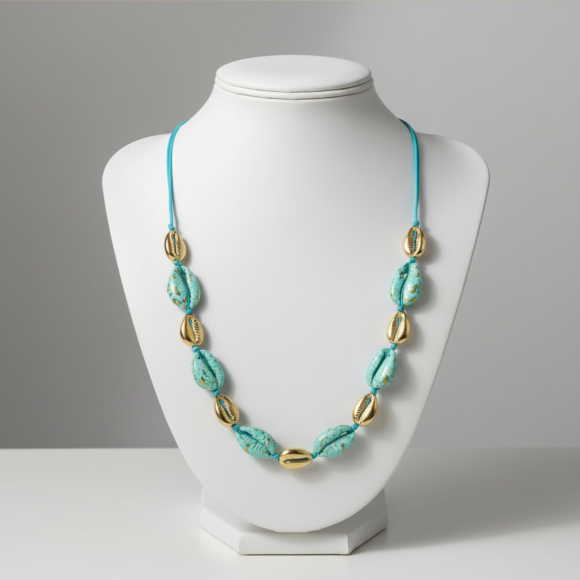 Beach style turquoise shell bracelet with glossy finish