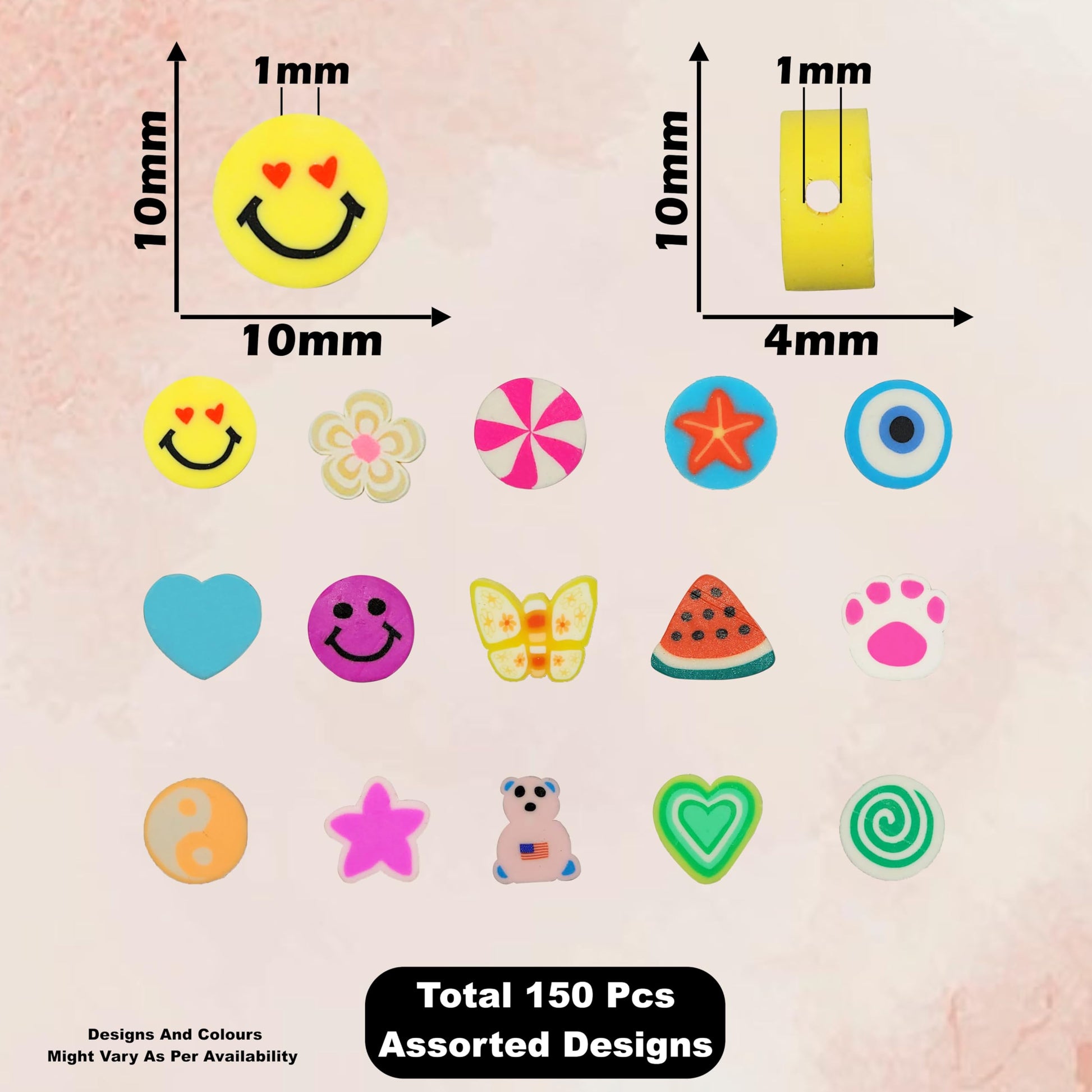Multicolour fimo and polymer clay beads help create handmade beadwork accent to handmade projects in necklace making and DIY jewellery projects.
