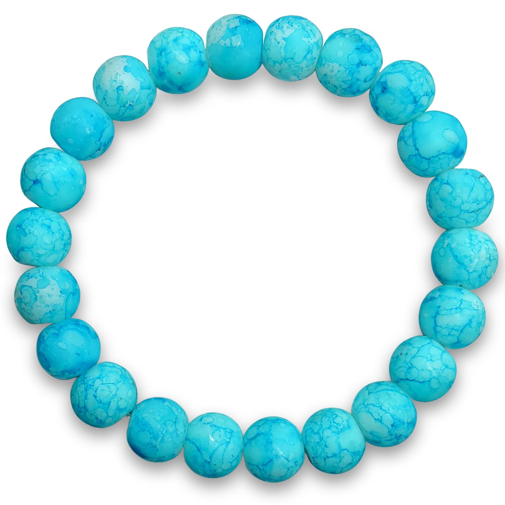 Add a soft marble accent to daily wristwear with a sky blue beaded bracelet for girls.