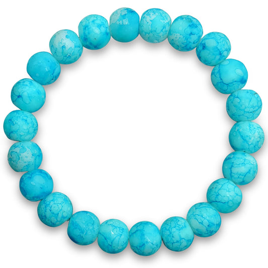 Add a soft marble accent to daily wristwear with a sky blue beaded bracelet for girls.