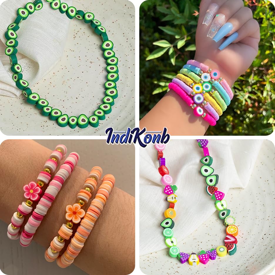 Multicolour fimo and polymer clay beads give handmade accessories and bracelet making a neat visual lift.