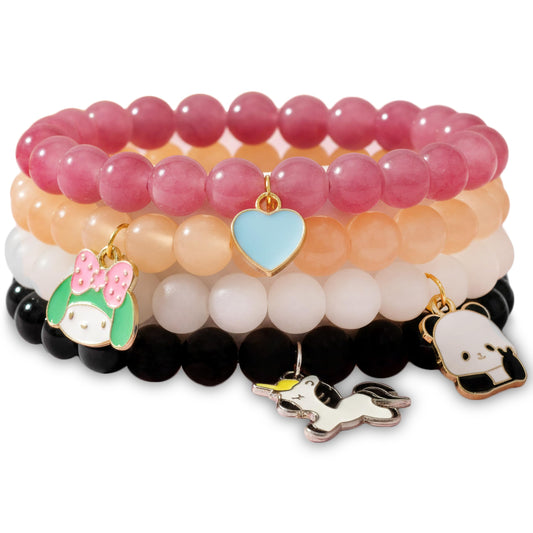 Add a sweet handmade touch to wrist styling with a 4-pack beaded bracelet set.