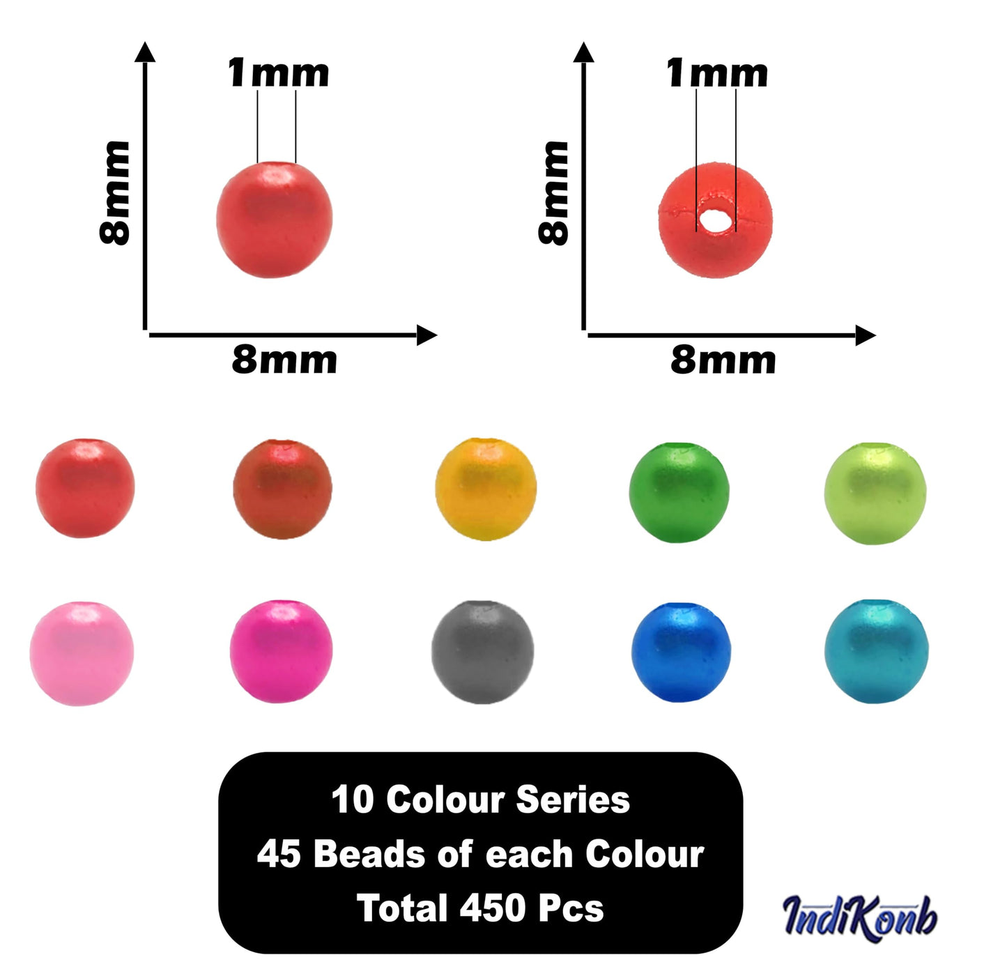 Multicolour and pearl 8mm beads bring visual interest to necklace making and DIY jewellery projects with handmade beadwork accent to handmade projects.