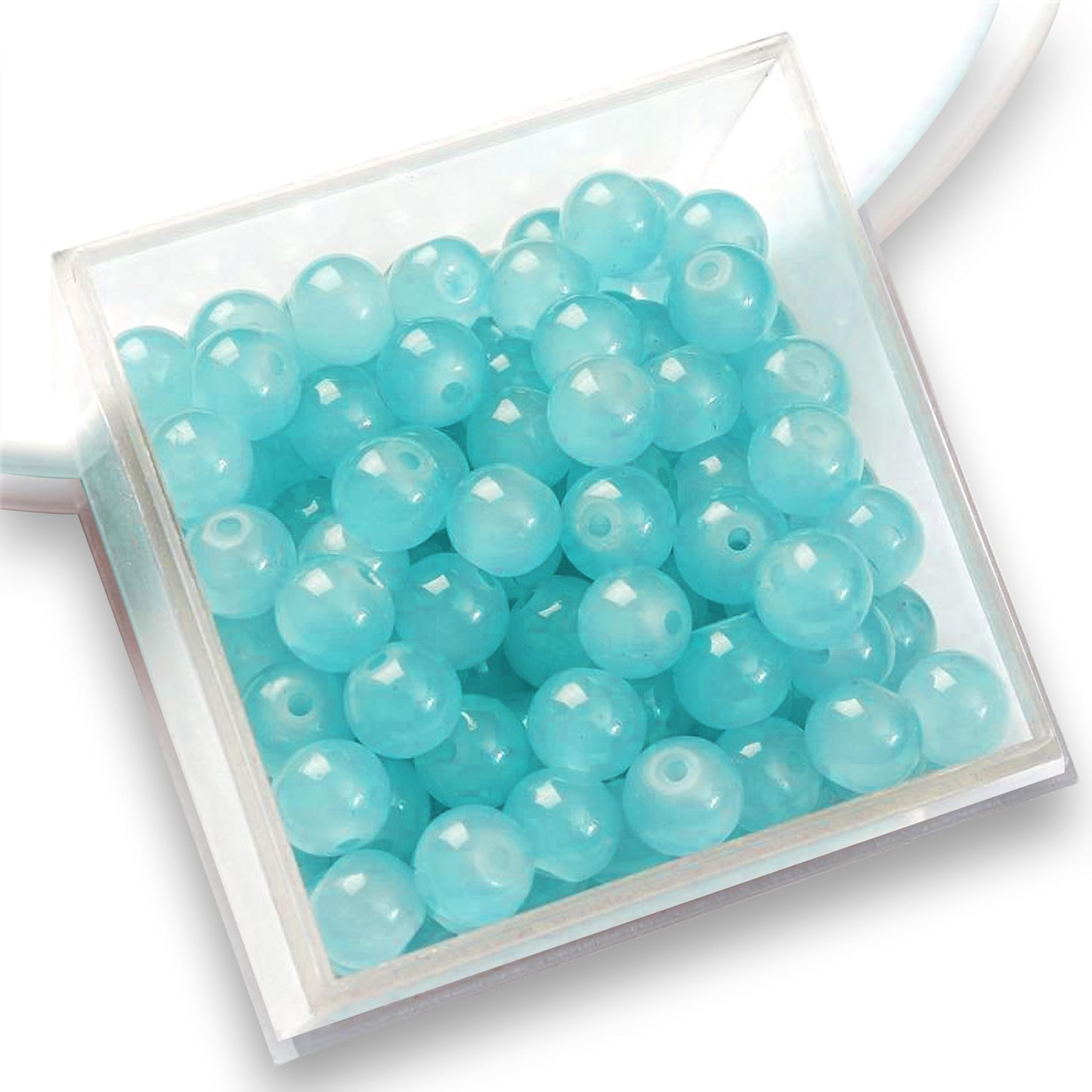 Use light sea green and pearl 8mm beads to give bracelet making, necklace making and DIY jewellery projects a clean decorative look.
