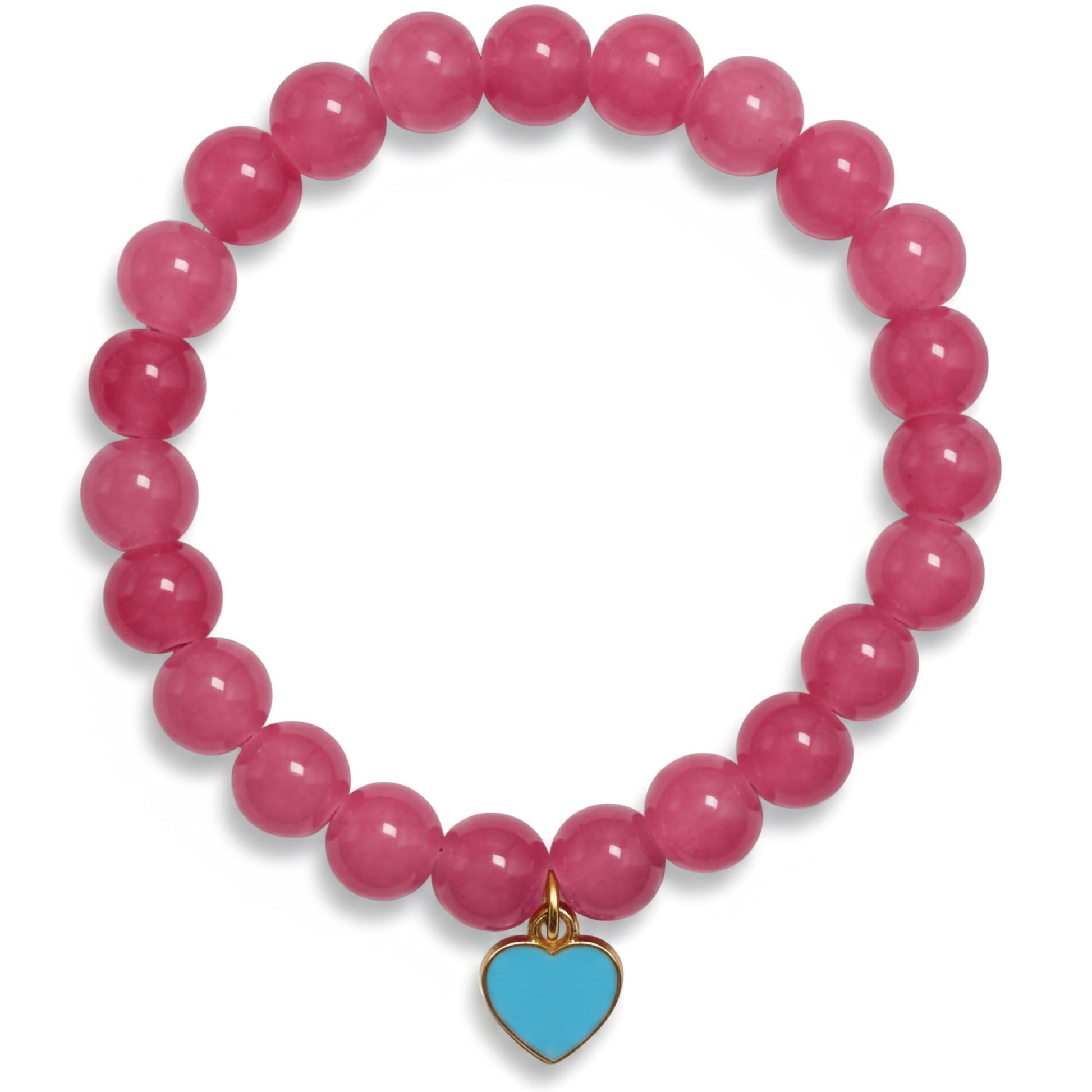 Add a sweet handmade touch to wrist styling with a ruby beaded elastic bracelet.