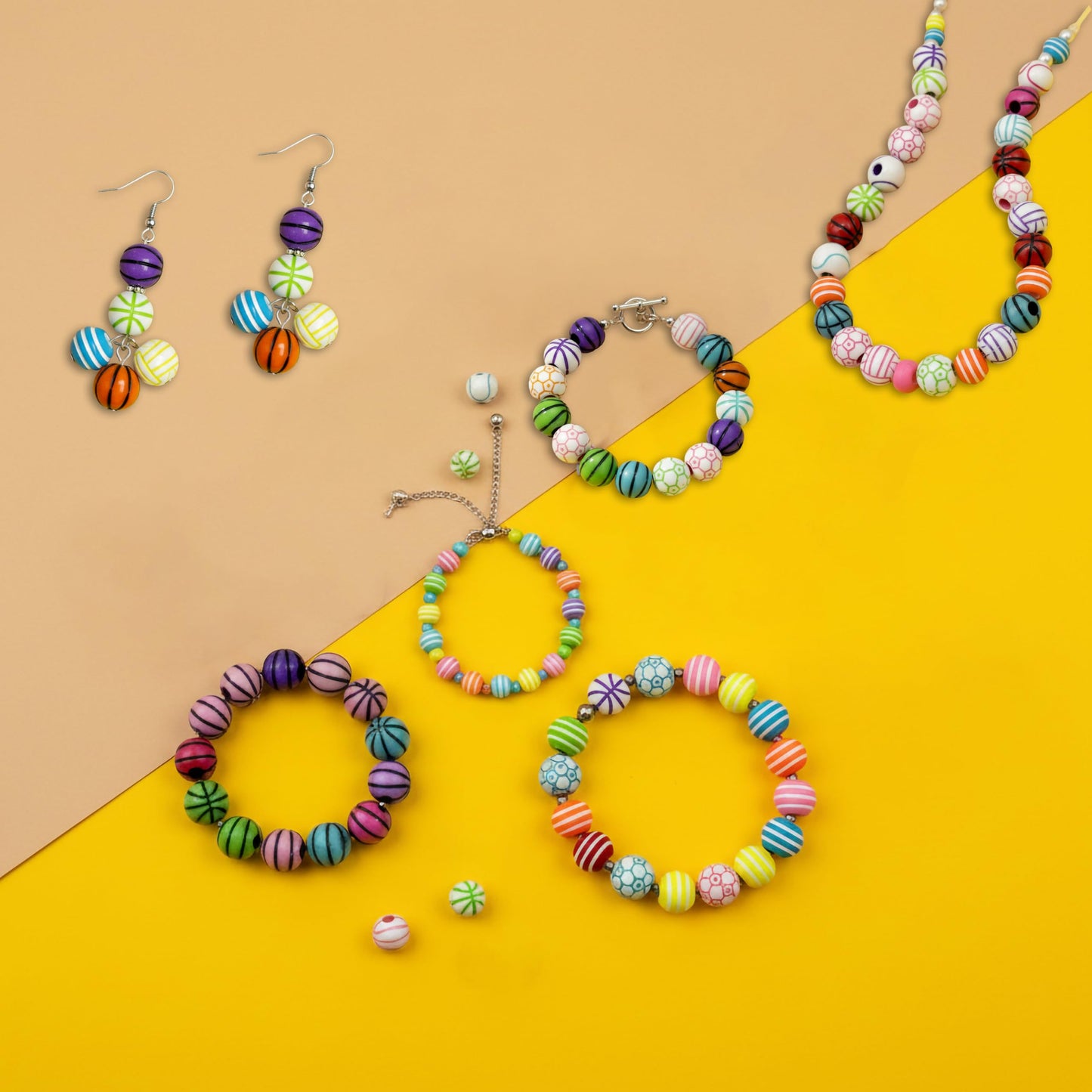 Multicolor Sports Ball Beads Kit, Colorful Acrylic Multicolour 2 image 5