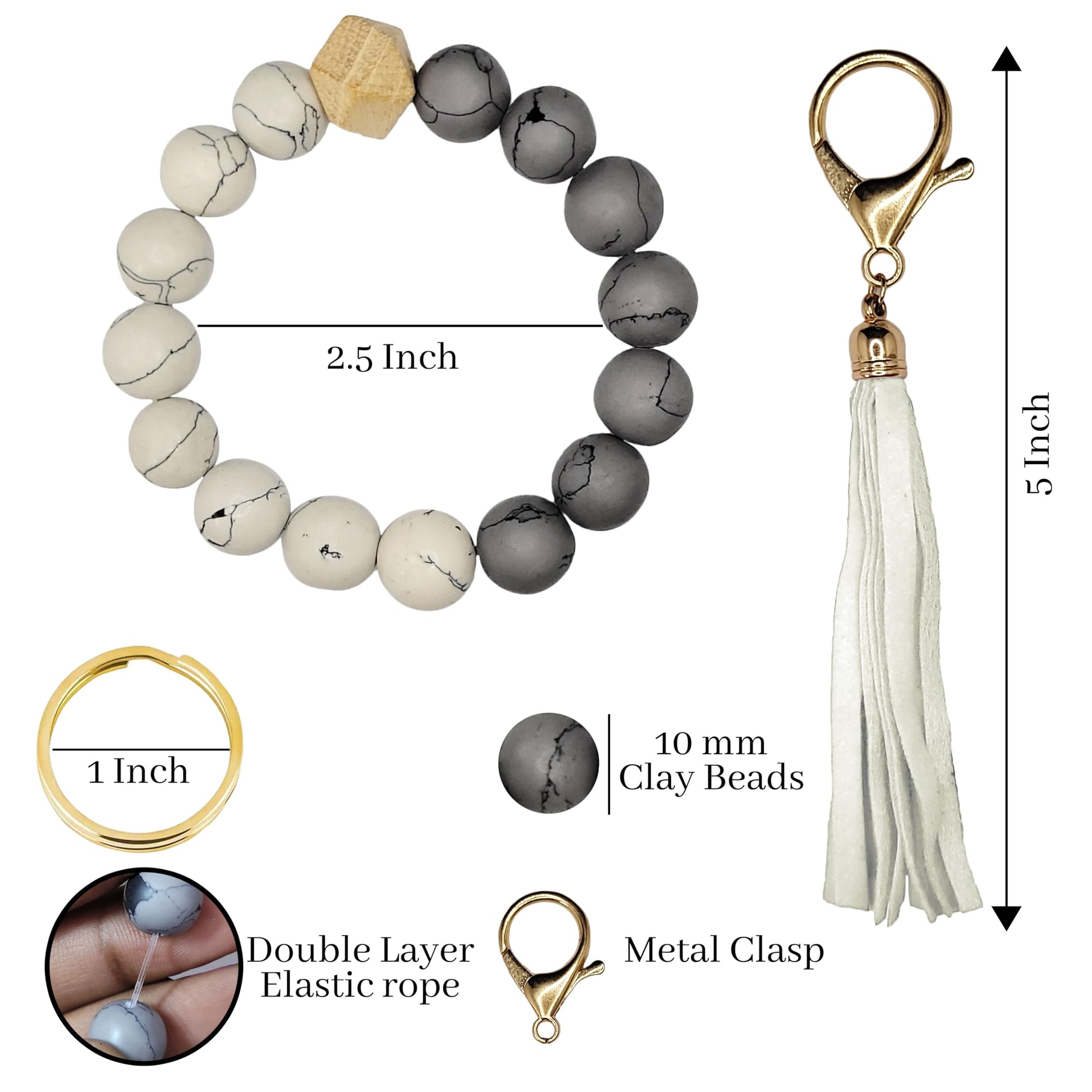 White and pink 6-7 inch and 7 inches keychain rings help complete daily wear, party wear and gifting without looking heavy.