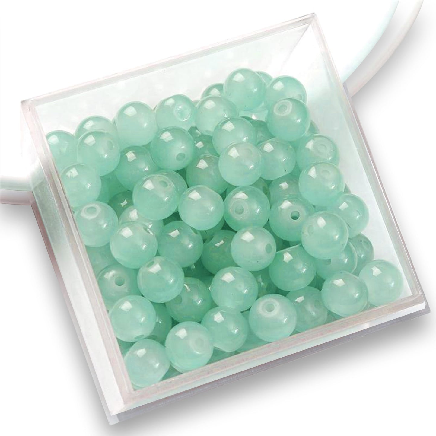 Dark sea green and pearl 8mm beads bring a polished accent to bracelet making, necklace making and DIY jewellery projects.