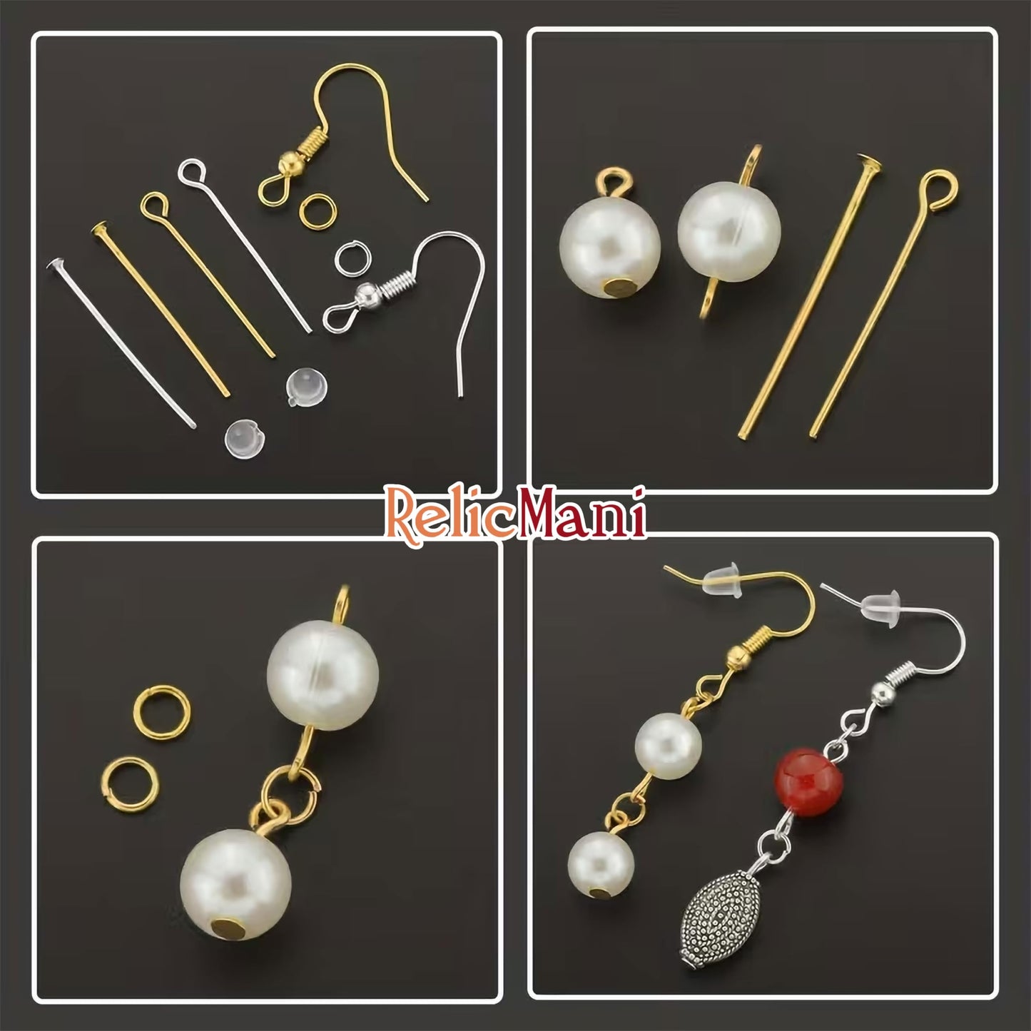Jewellery Making Kit with Chain Hooks Jump Rings Pins Clasps Silver and Gold image 4