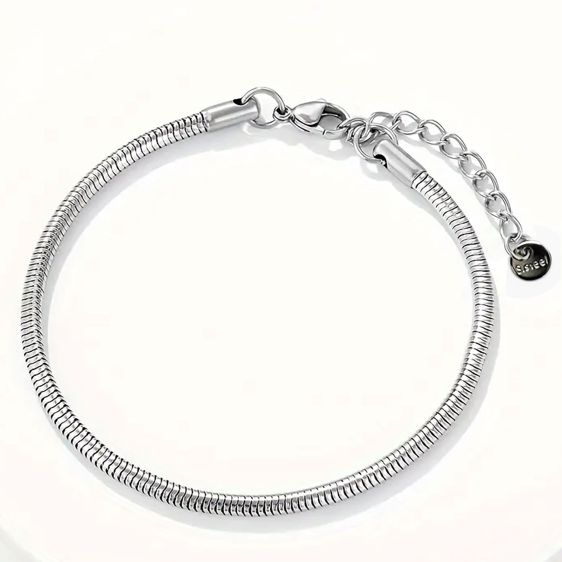Silver Steel Snake Bracelet Making Cord Chain for Women and Girls Stainless Steel. Main product image showing the bracelet design and overall finish.