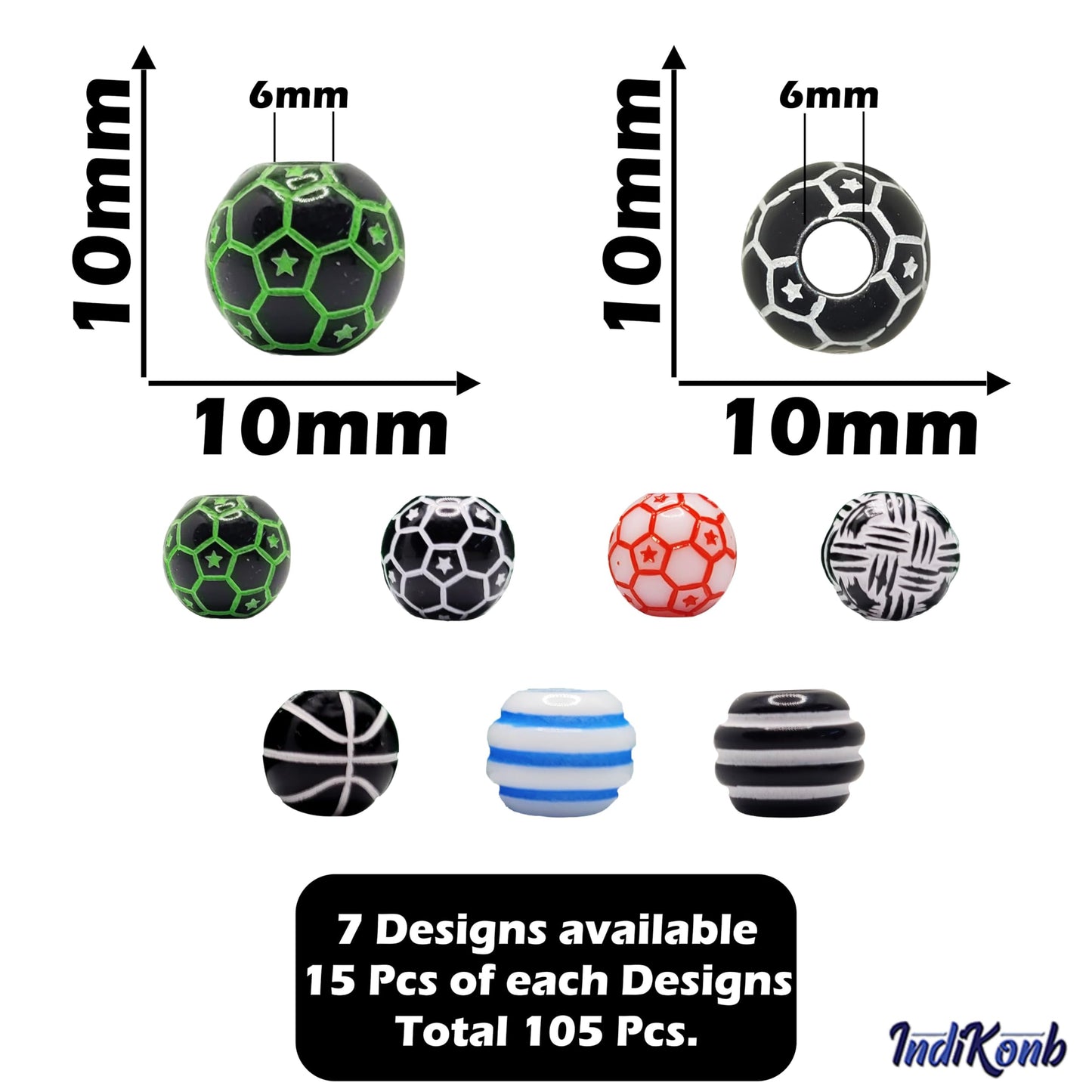 10mm and 6mm acrylic and plastic beads are a clean finishing element for necklace making and DIY jewellery projects.