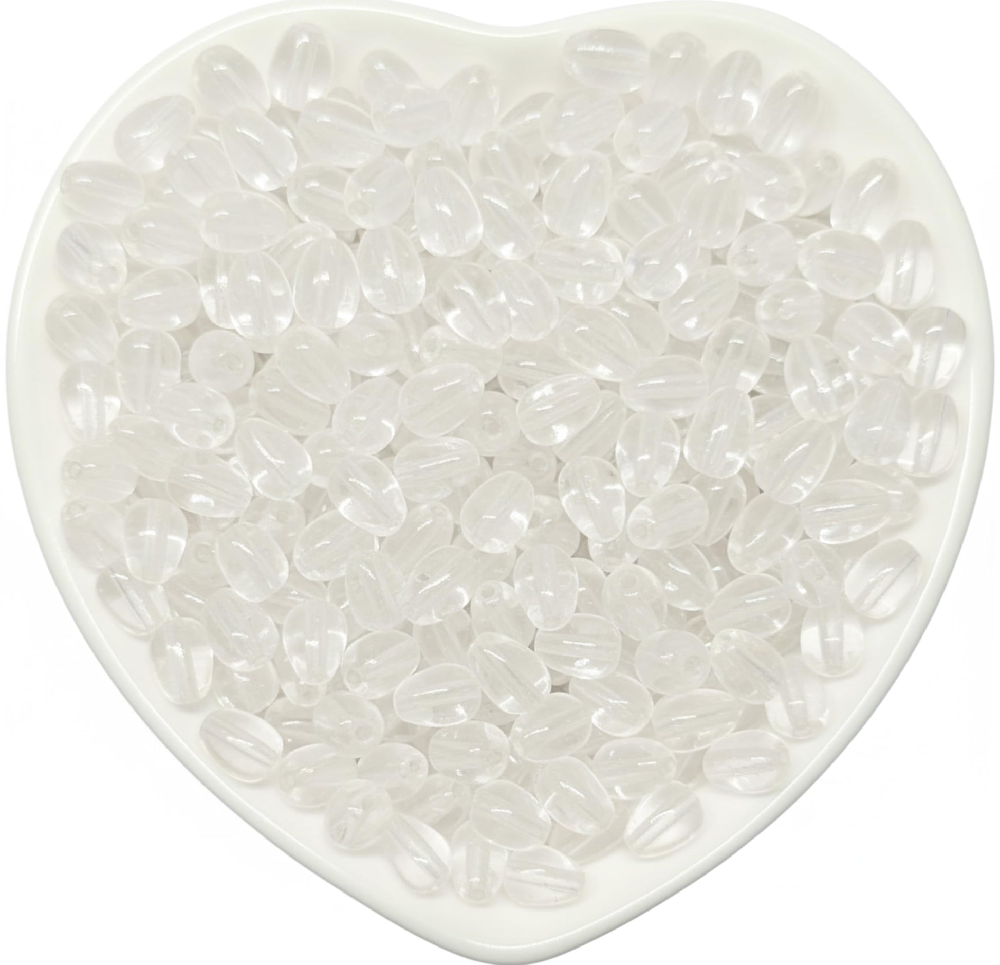These 8x5mm white glossy teardrop bead accents bring clean bead detail to bracelet making and saree kuchu work.