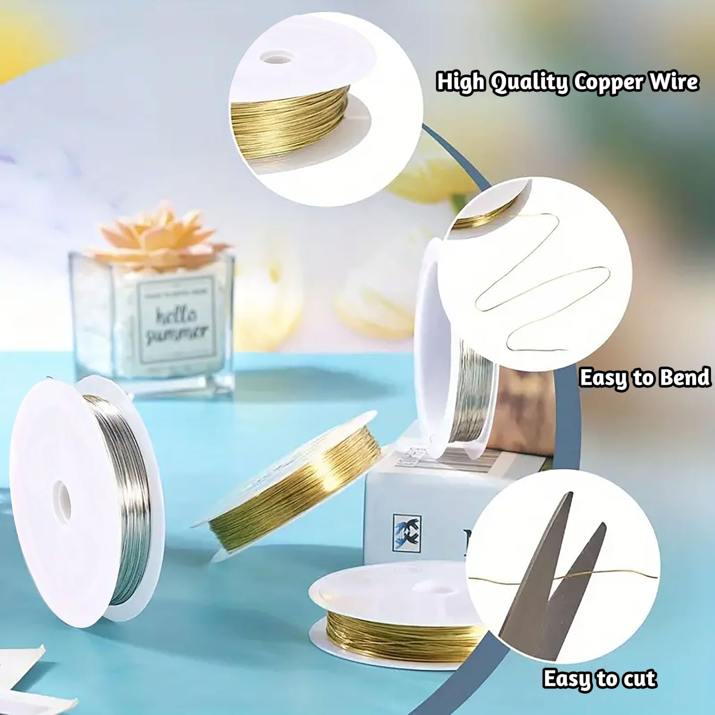 For neat results in jewellery making and craft binding, silver.5 and copper metal craft wire or cord is a useful detail.