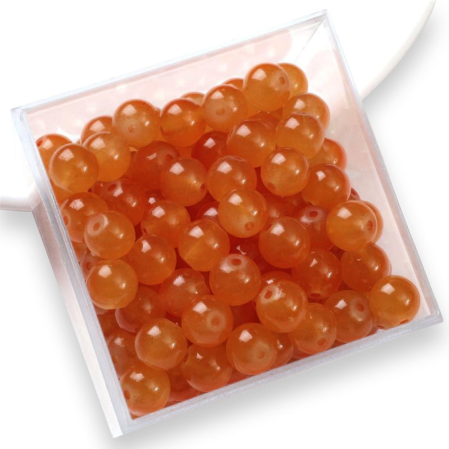 Orange and pearl 8mm charms help shape a polished result for bracelets, keychains and DIY jewellery projects.
