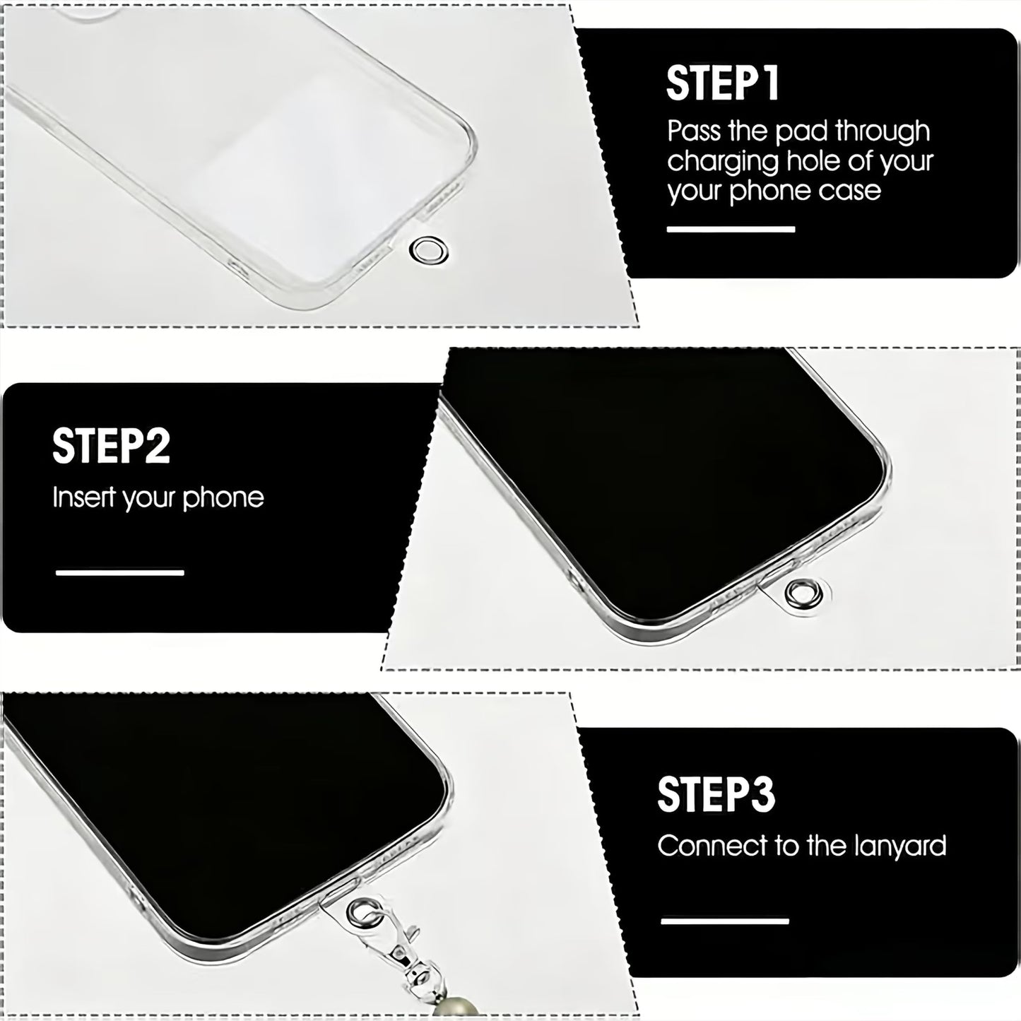 Bring neat handmade detail to phone charms and lanyard straps through clear lanyard holder tabs.