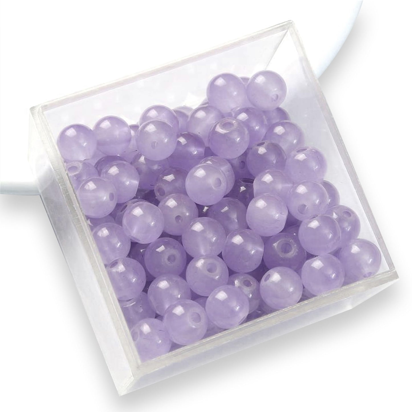 Light purple and pearl 8mm beads fit into bracelet making, necklace making and DIY jewellery projects without making the design feel heavy.