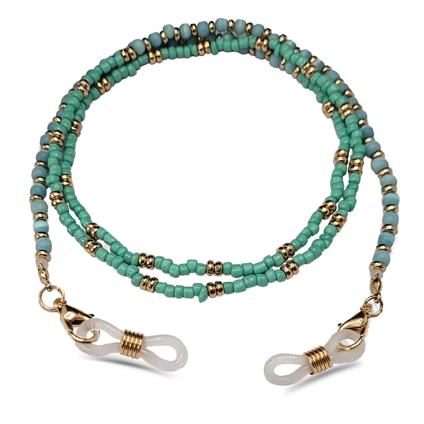 Use emerald aqua glass eyewear strap to give glasses and sunglasses, daily wear and travel use a clean decorative look.