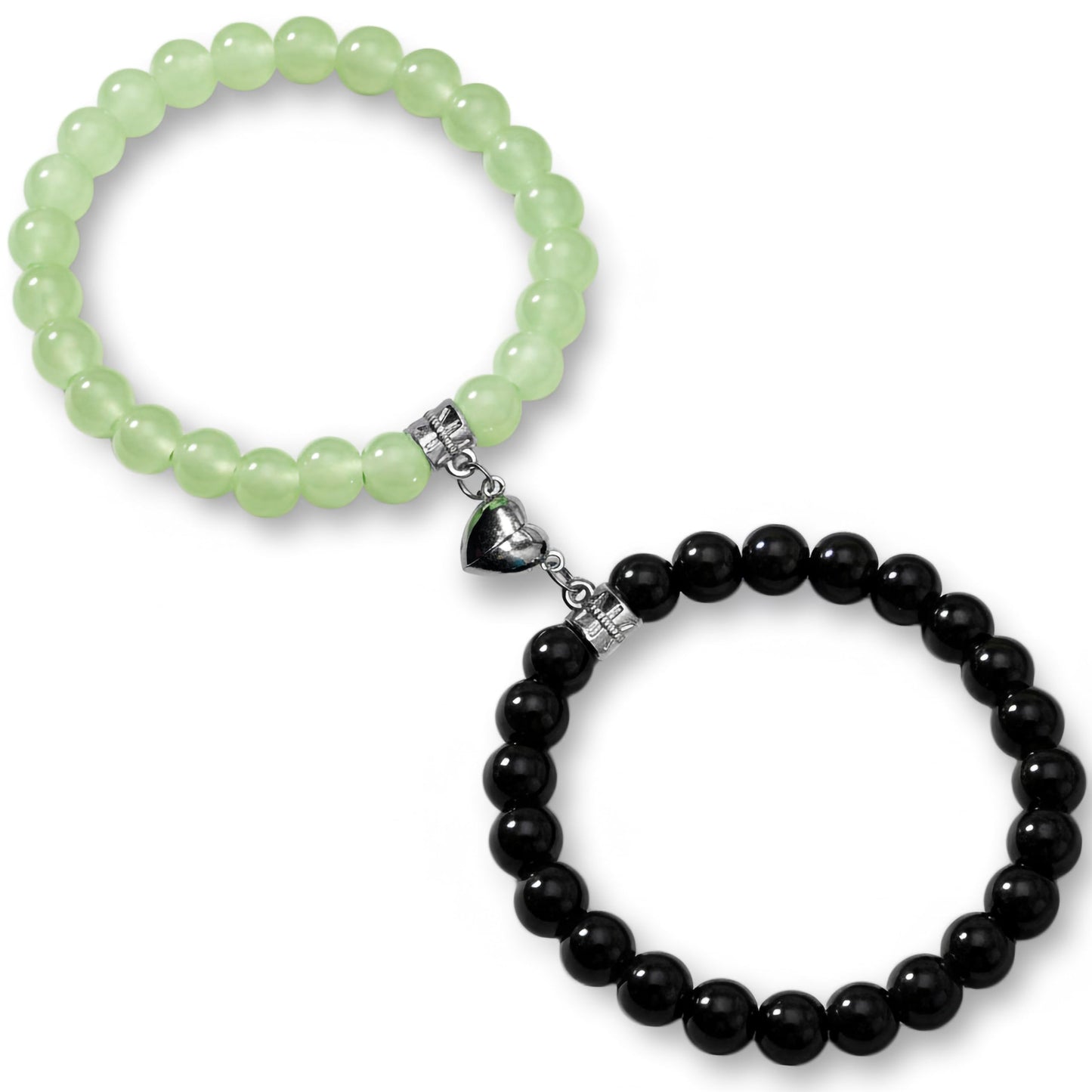 Celebrate friendship styling with black and green 1-pair magnetic heart bracelets for BFF gifting.