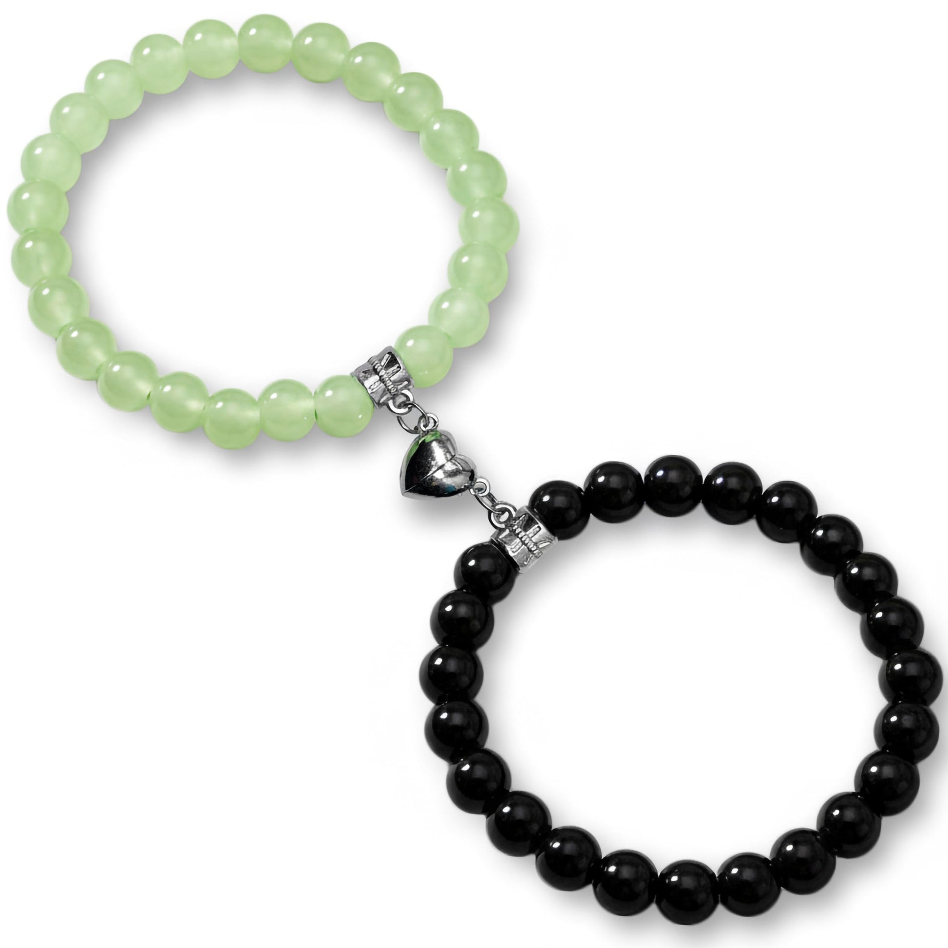 Celebrate friendship styling with black and green 1-pair magnetic heart bracelets for BFF gifting.