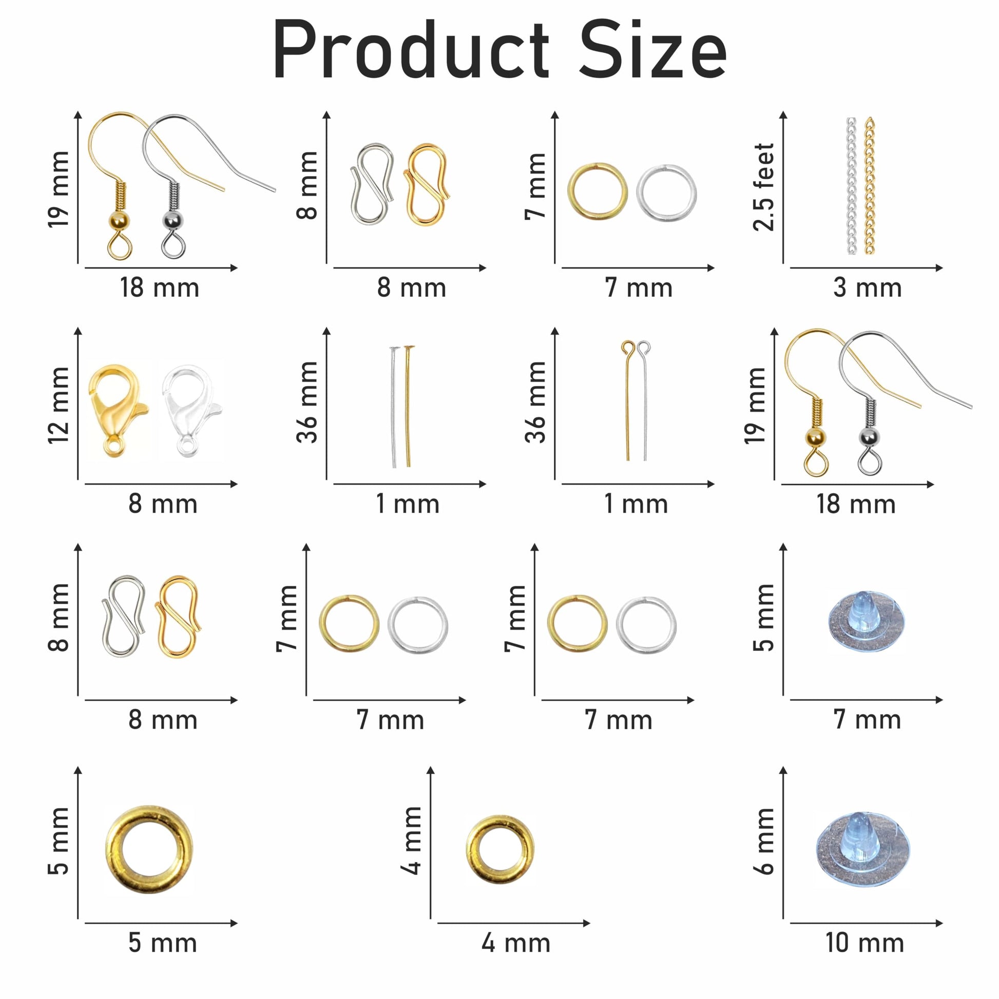 In craft classes, creative bead projects and decorative craft finishing, gold and silver findings + tools jewellery making kit add depth and neat finishing.