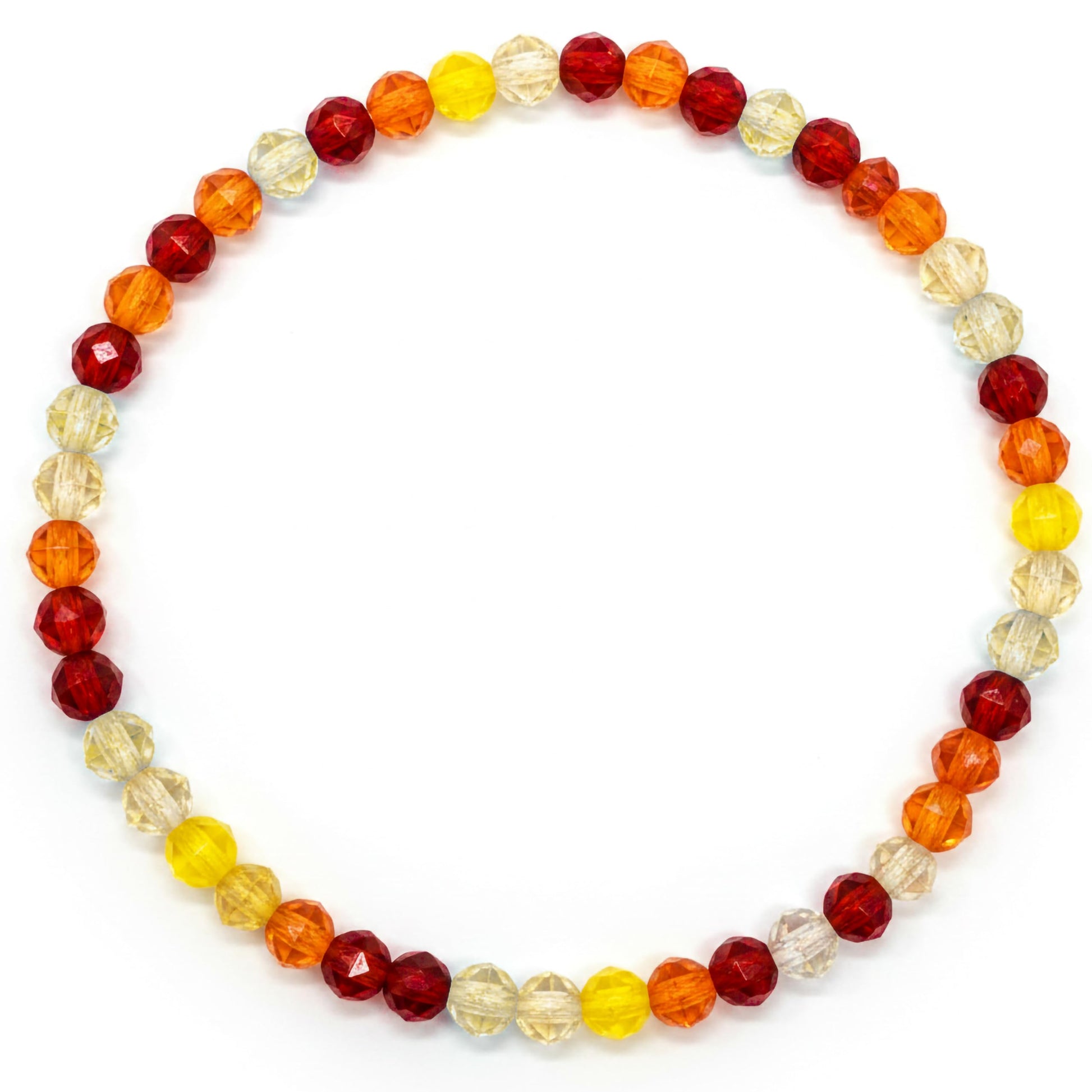 Add easy sparkle to wrist stacks with a orange faceted beaded bracelet for women and girls.