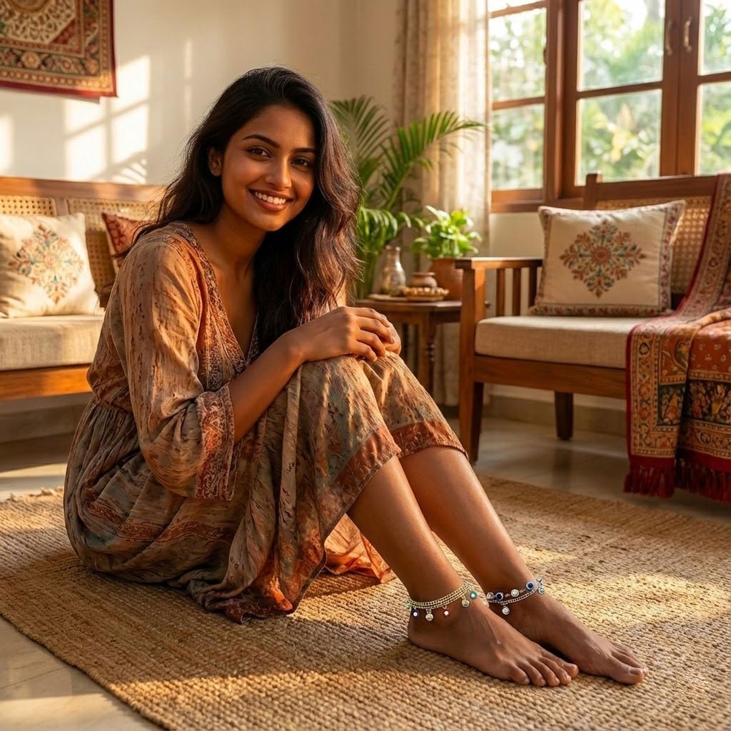 Casual wear and gifting benefits from gold and silver plastic and steal anklet and neat ethnic accent to handmade projects.