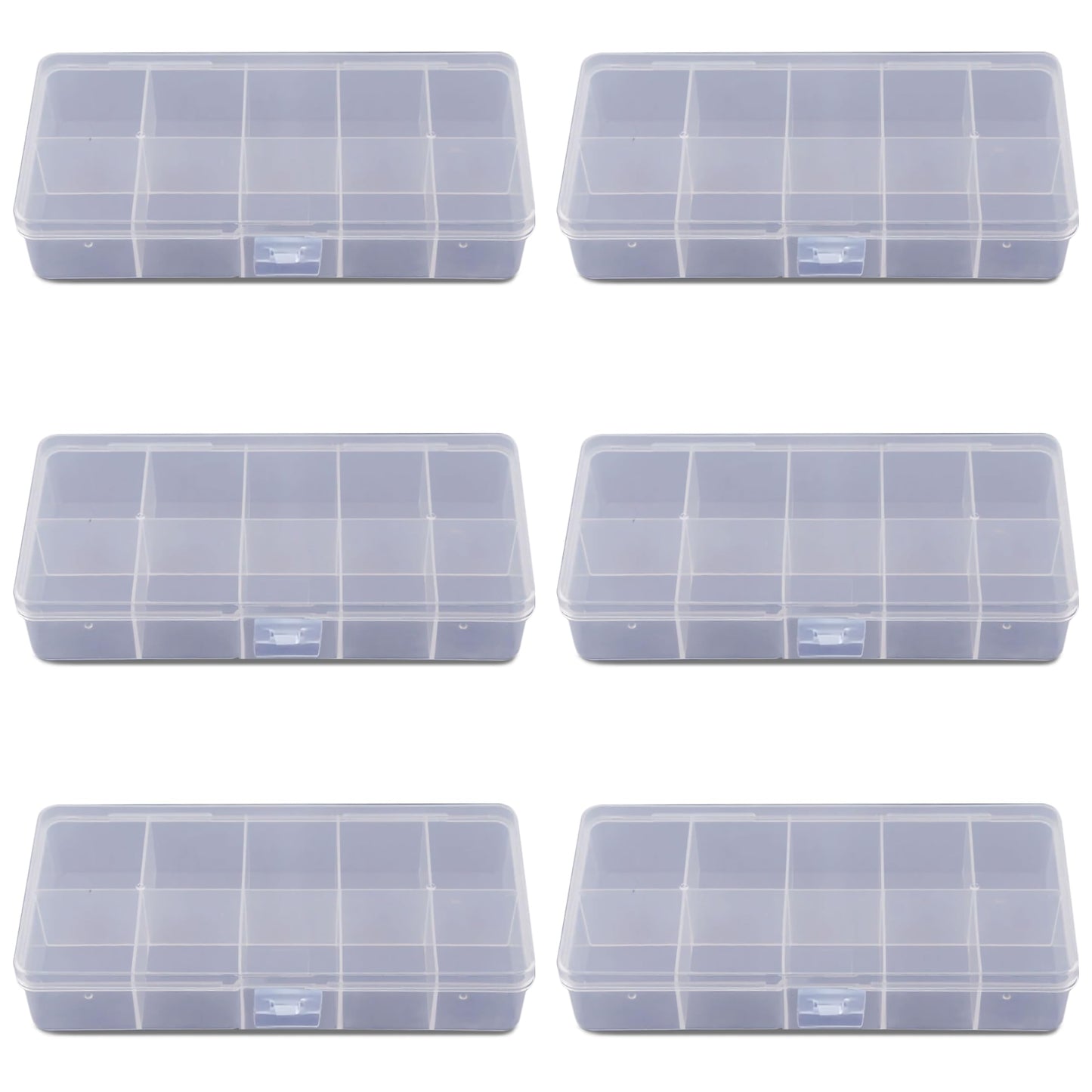 6 Boxes Plastic Partition Organizer with 10 Compartments. Main product image showing the full product layout.