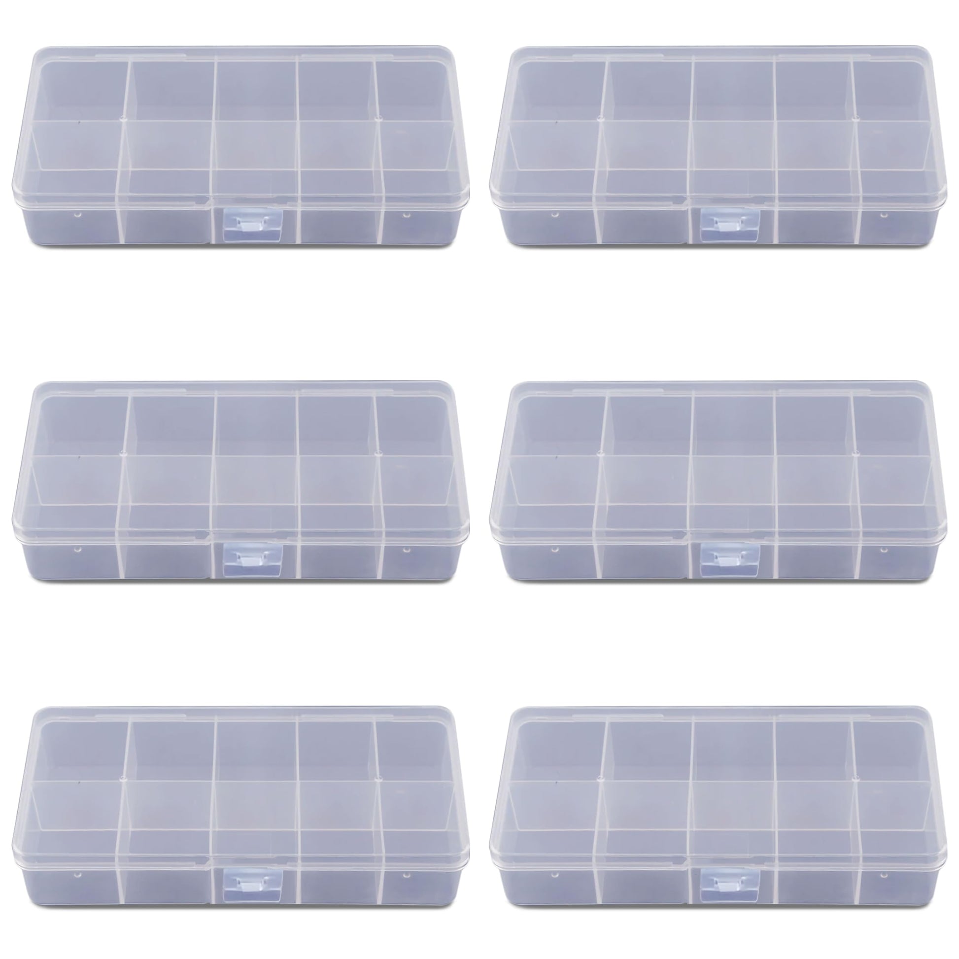 6 Boxes Plastic Partition Organizer with 10 Compartments. Main product image showing the full product layout.