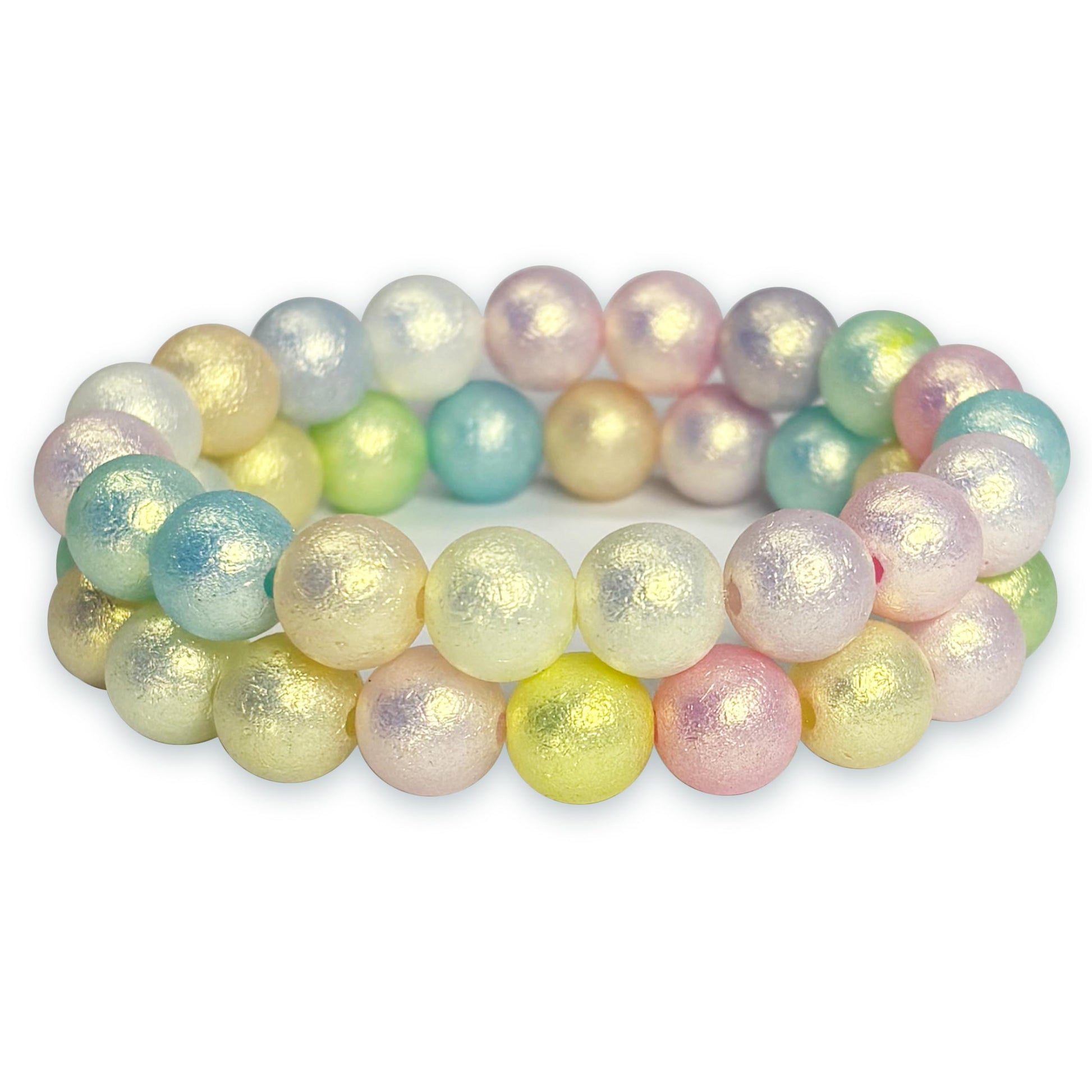 Pastel Rainbow Beaded Bracelet Combo for Girls, Elastic 2 Pcs product image